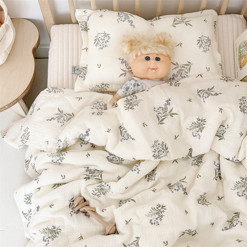 Ins Style Floral Pure Cotton Summer Quilt Class A Double Layer Yarn