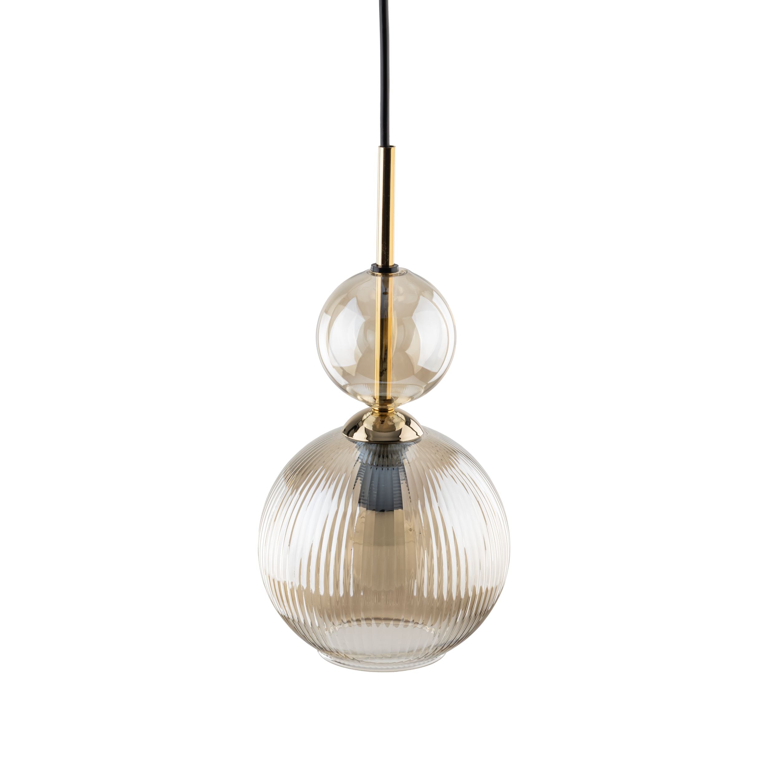 SOPHIA Amber Black Pendant Light – Glamour Clear Glass 1xE14