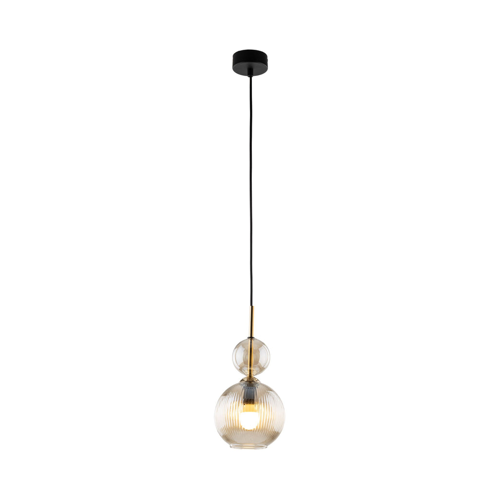 SOPHIA Amber Black Pendant Light – Glamour Clear Glass 1xE14