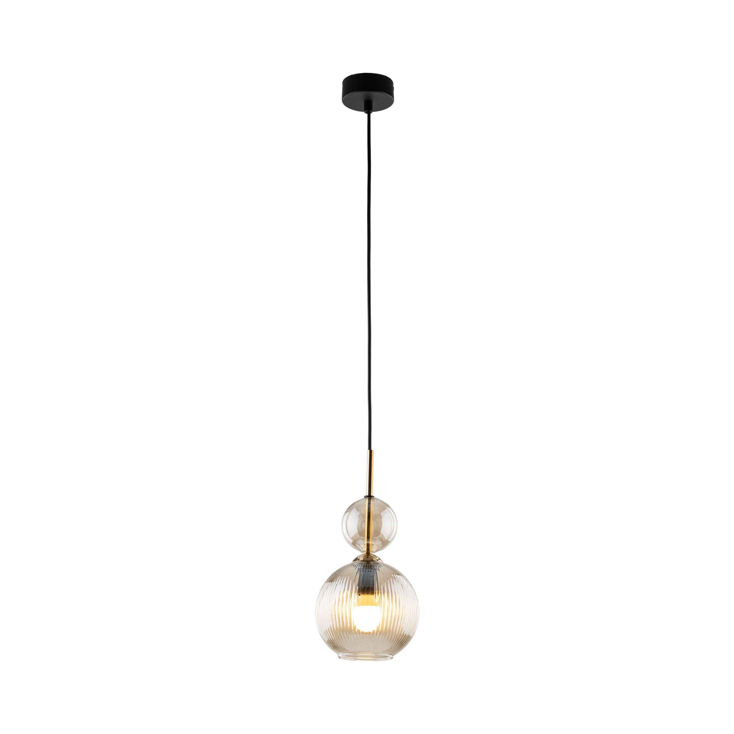 SOPHIA Amber Black Pendant Light – Glamour Clear Glass 1xE14