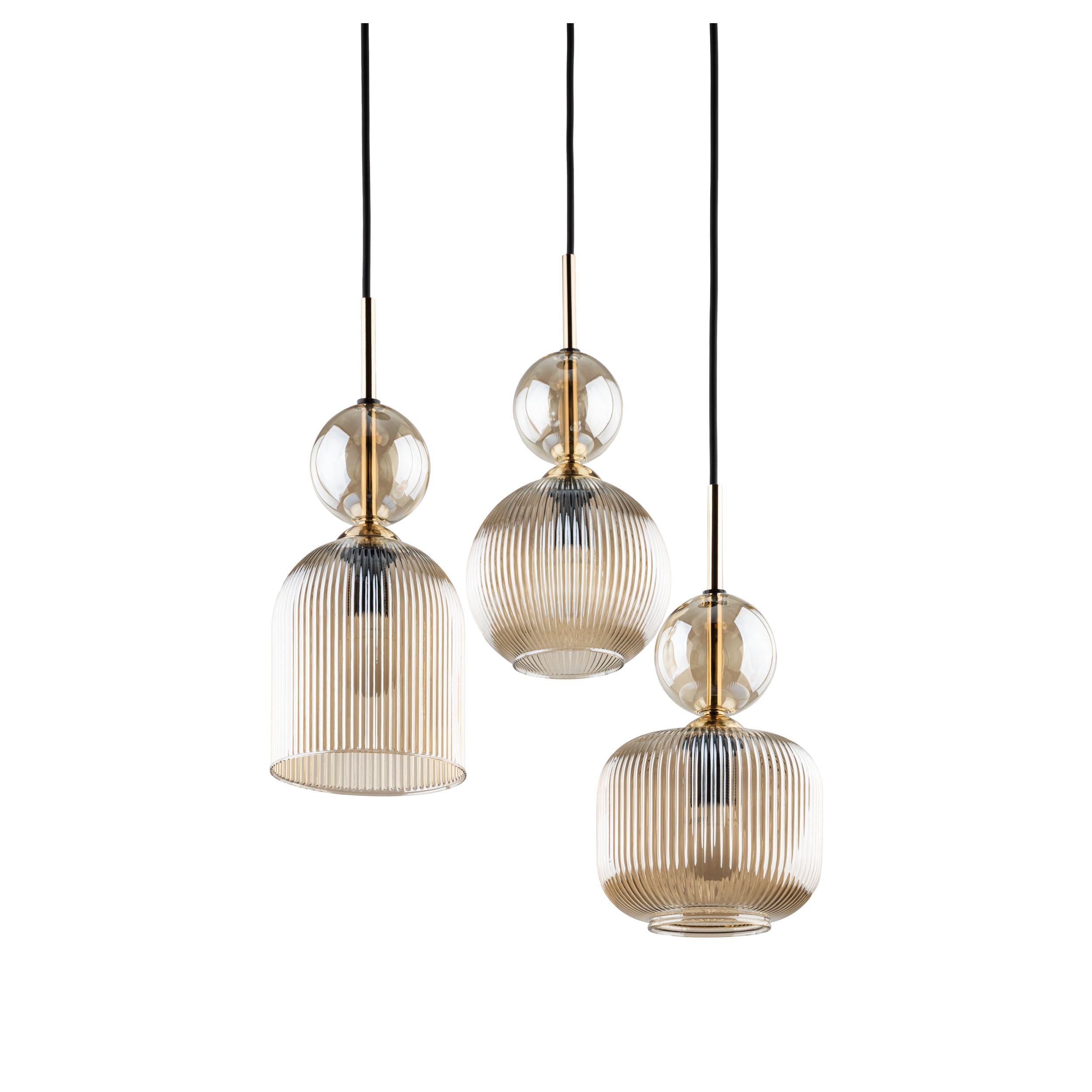 SOPHIA Black Cognac Pendant Chandelier – Glamour 3xE14