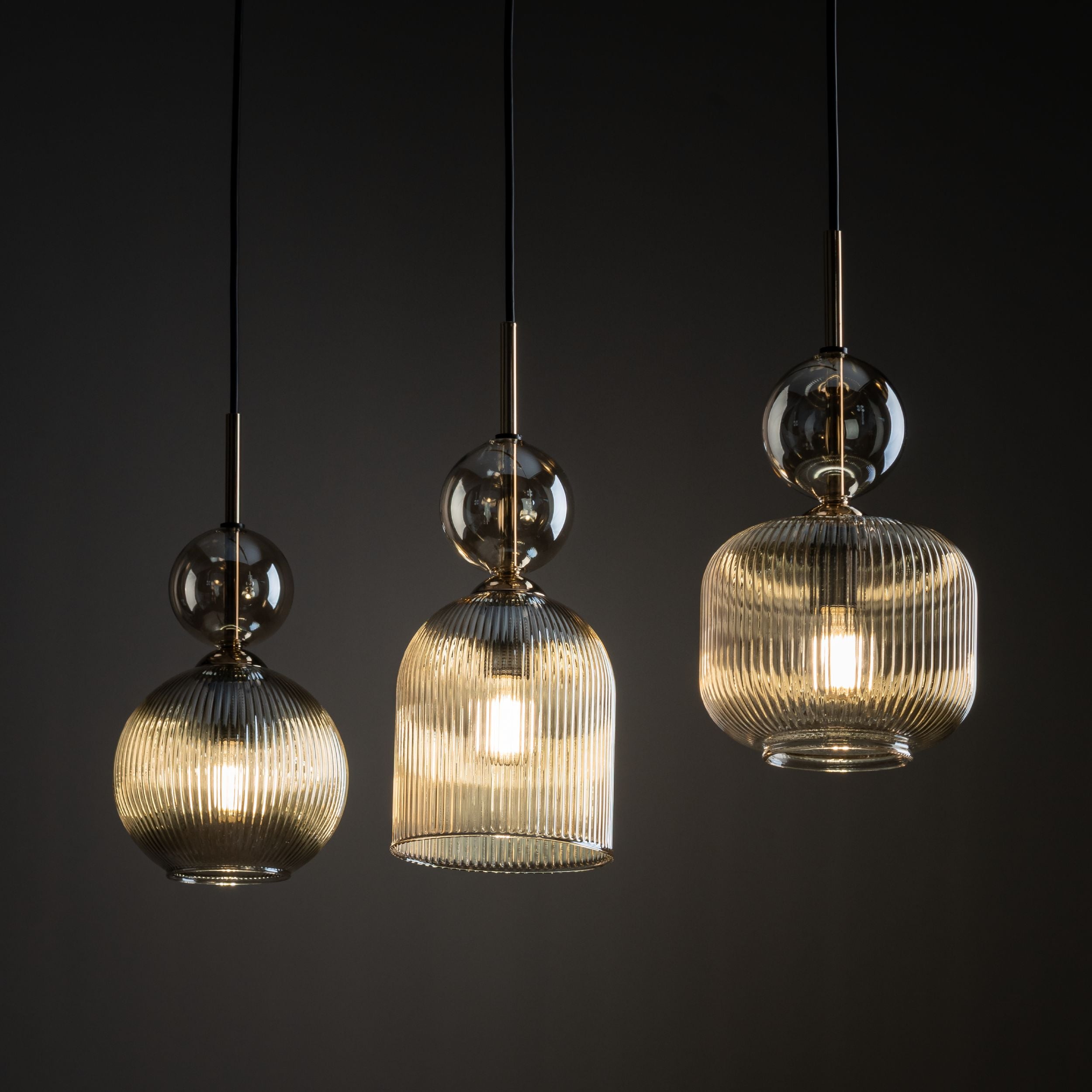 SOPHIA Black Cognac Pendant Chandelier – Glamour 3xE14 Glass