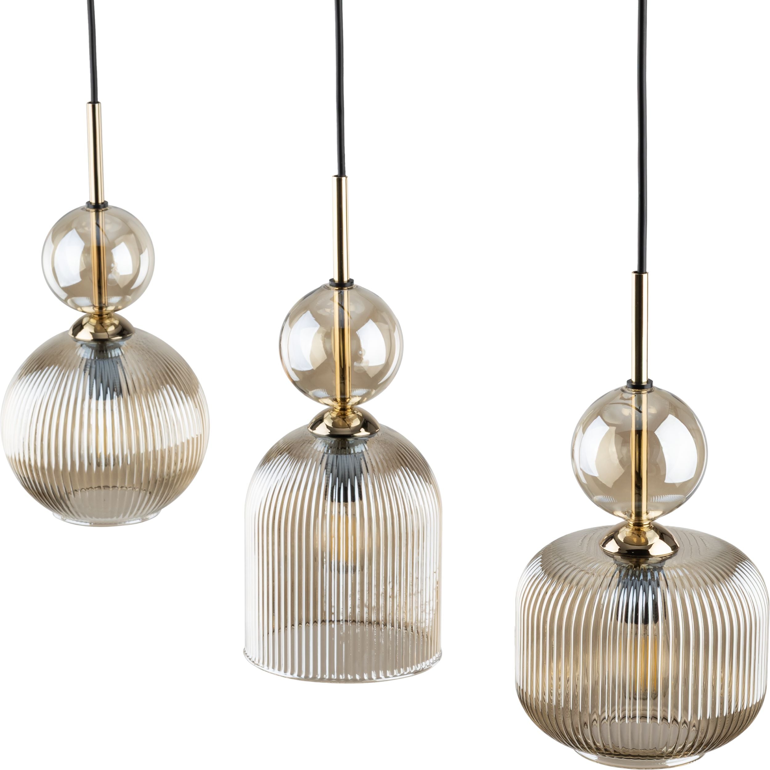 SOPHIA Black Cognac Pendant Chandelier – Glamour 3xE14 Glass