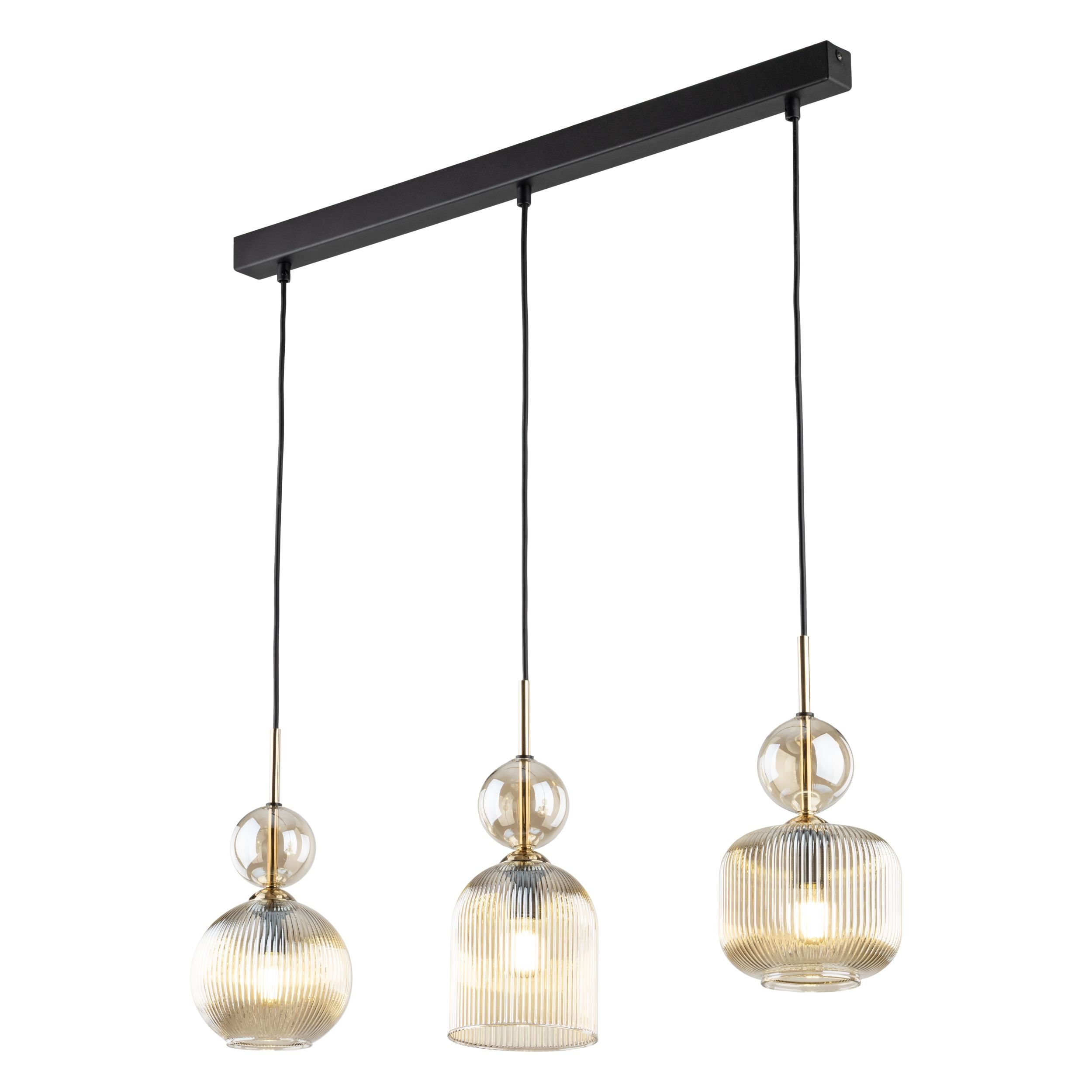 SOPHIA Black Cognac Pendant Chandelier – Glamour 3xE14 Glass