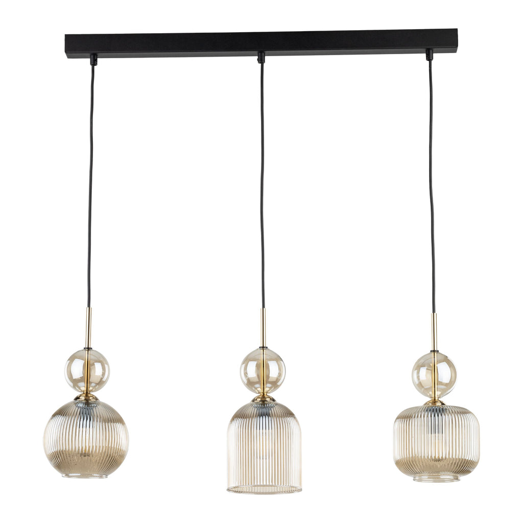 SOPHIA Black Cognac Pendant Chandelier – Glamour 3xE14 Glass