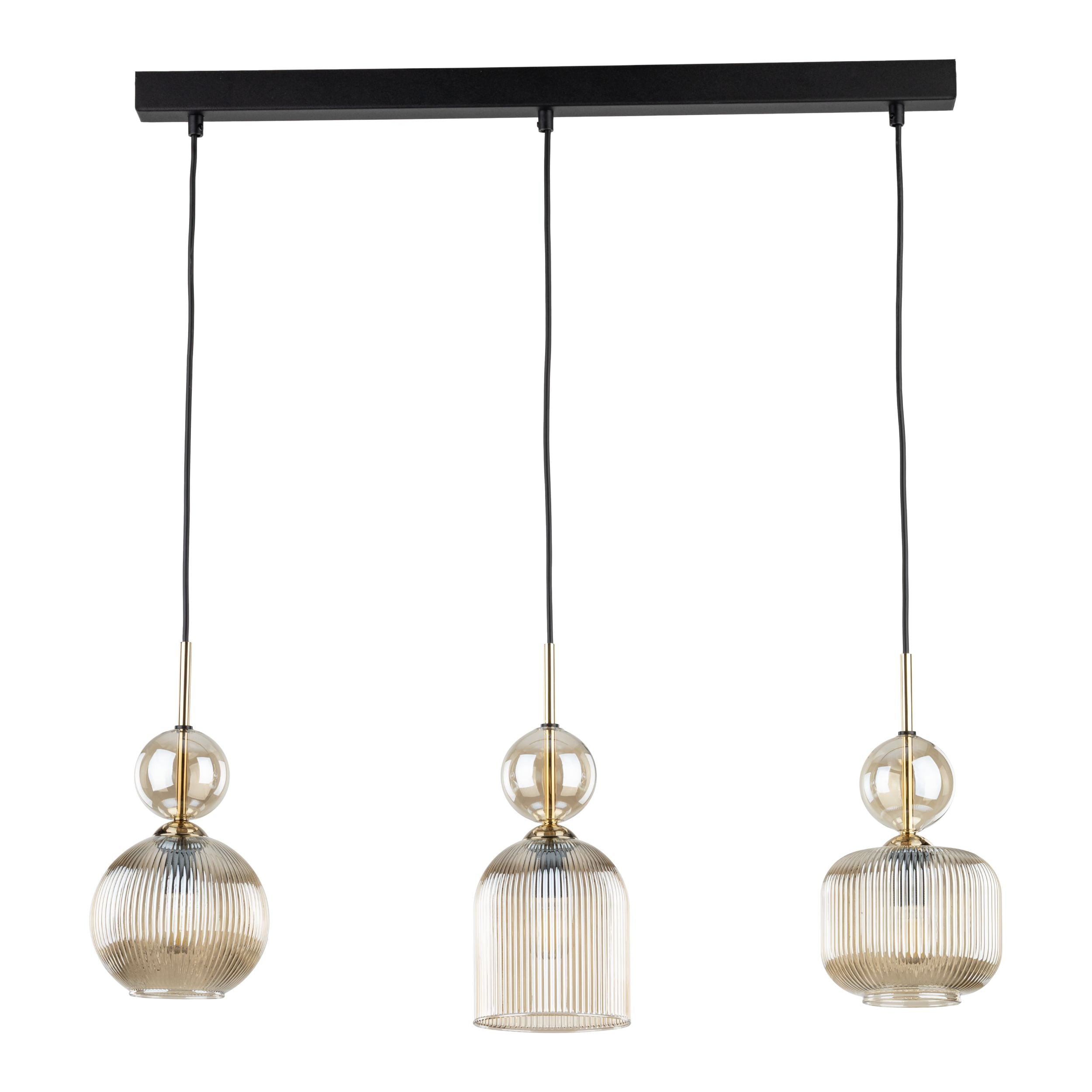 SOPHIA Black Cognac Pendant Chandelier – Glamour 3xE14 Glass