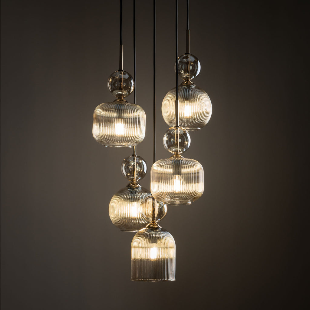 SOPHIA Black Cognac Pendant Chandelier – Glamour 5xE14