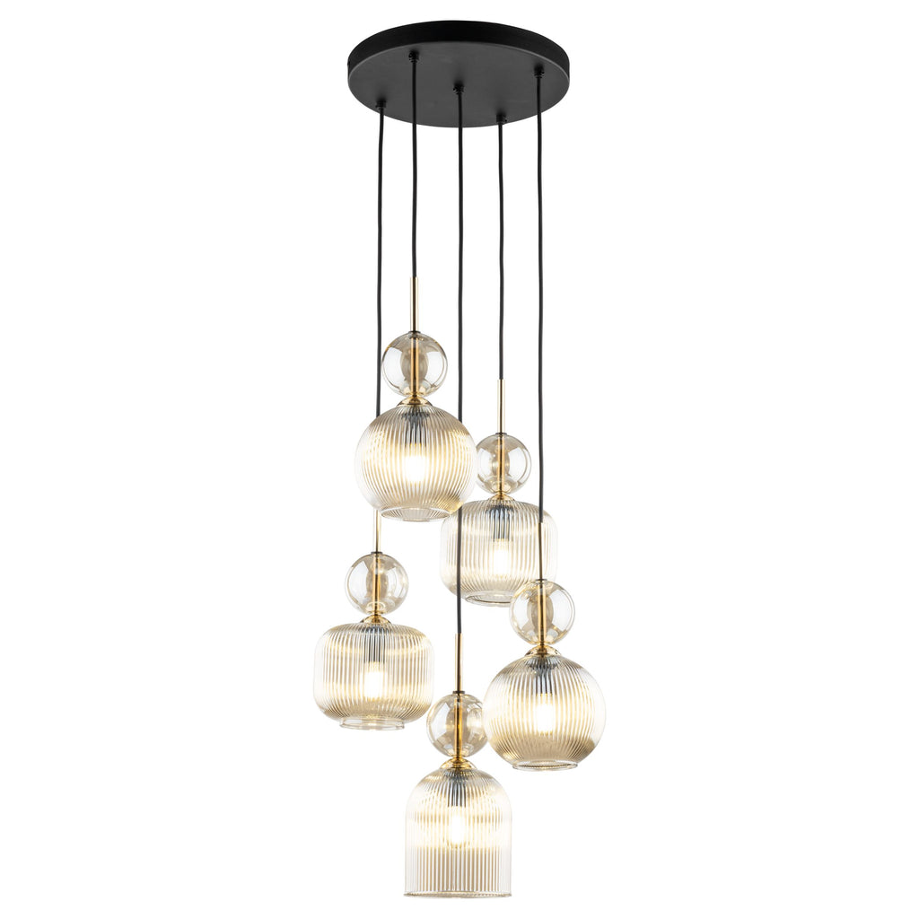 SOPHIA Black Cognac Pendant Chandelier – Glamour 5xE14