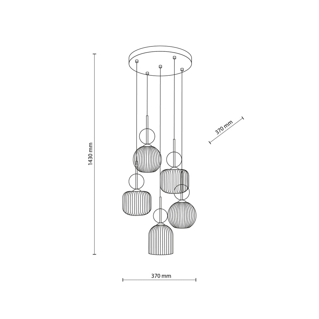SOPHIA Black Cognac Pendant Chandelier – Glamour 5xE14