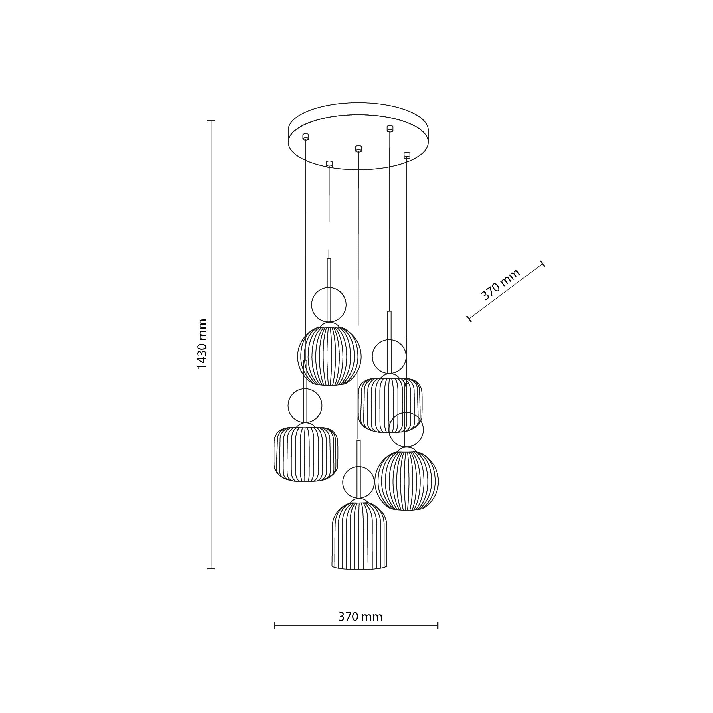 SOPHIA Black Cognac Pendant Chandelier – Glamour 5xE14