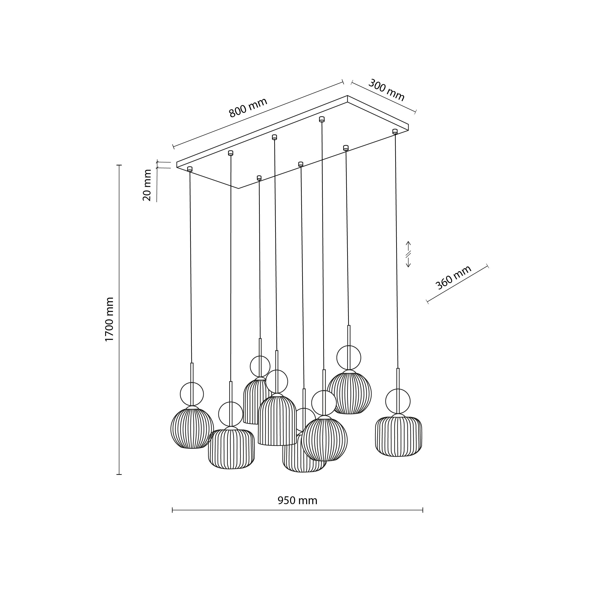 SOPHIA Black Cognac Pendant Chandelier – Glamour 8xE14