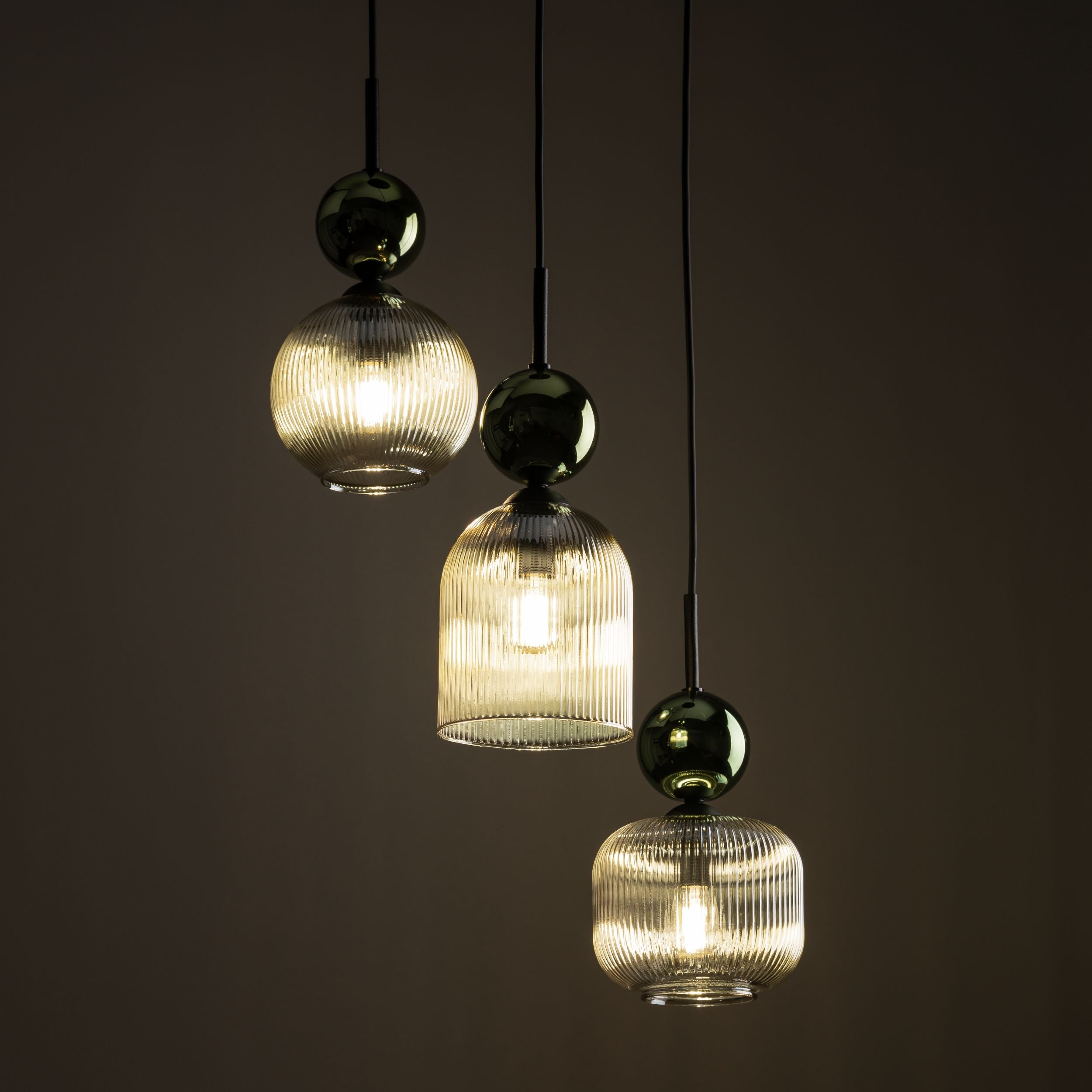 SOPHIA Green Cognac Pendant Chandelier – Glamour 3xE14 B