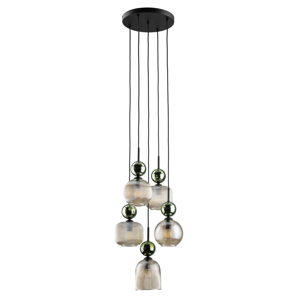 SOPHIA Green Cognac Pendant Chandelier – Glamour 5xE14