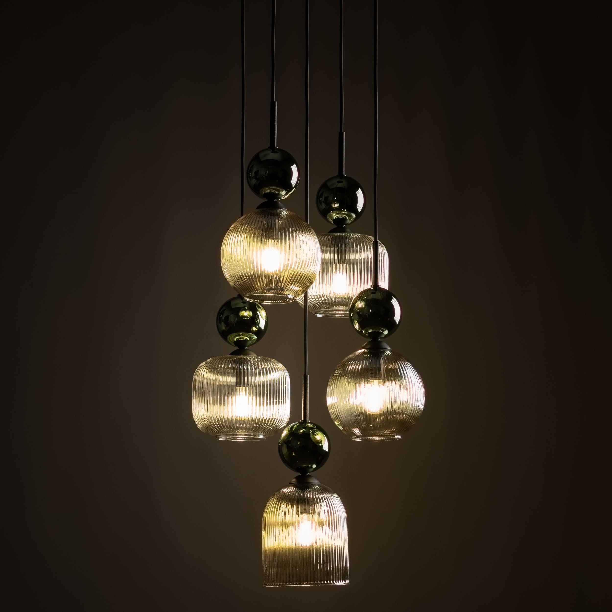 SOPHIA Green Cognac Pendant Chandelier – Glamour 5xE14