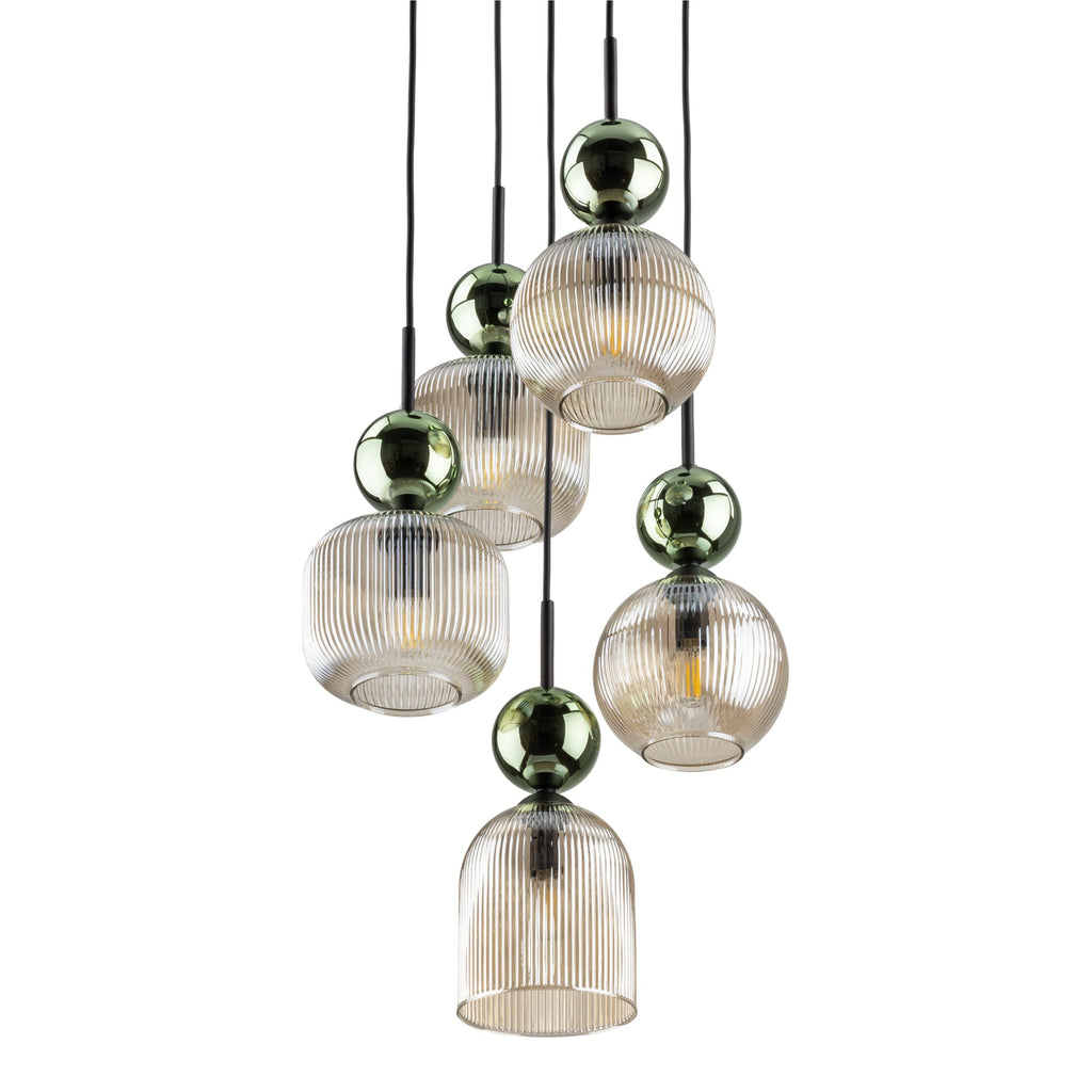 SOPHIA Green Cognac Pendant Chandelier – Glamour 5xE14