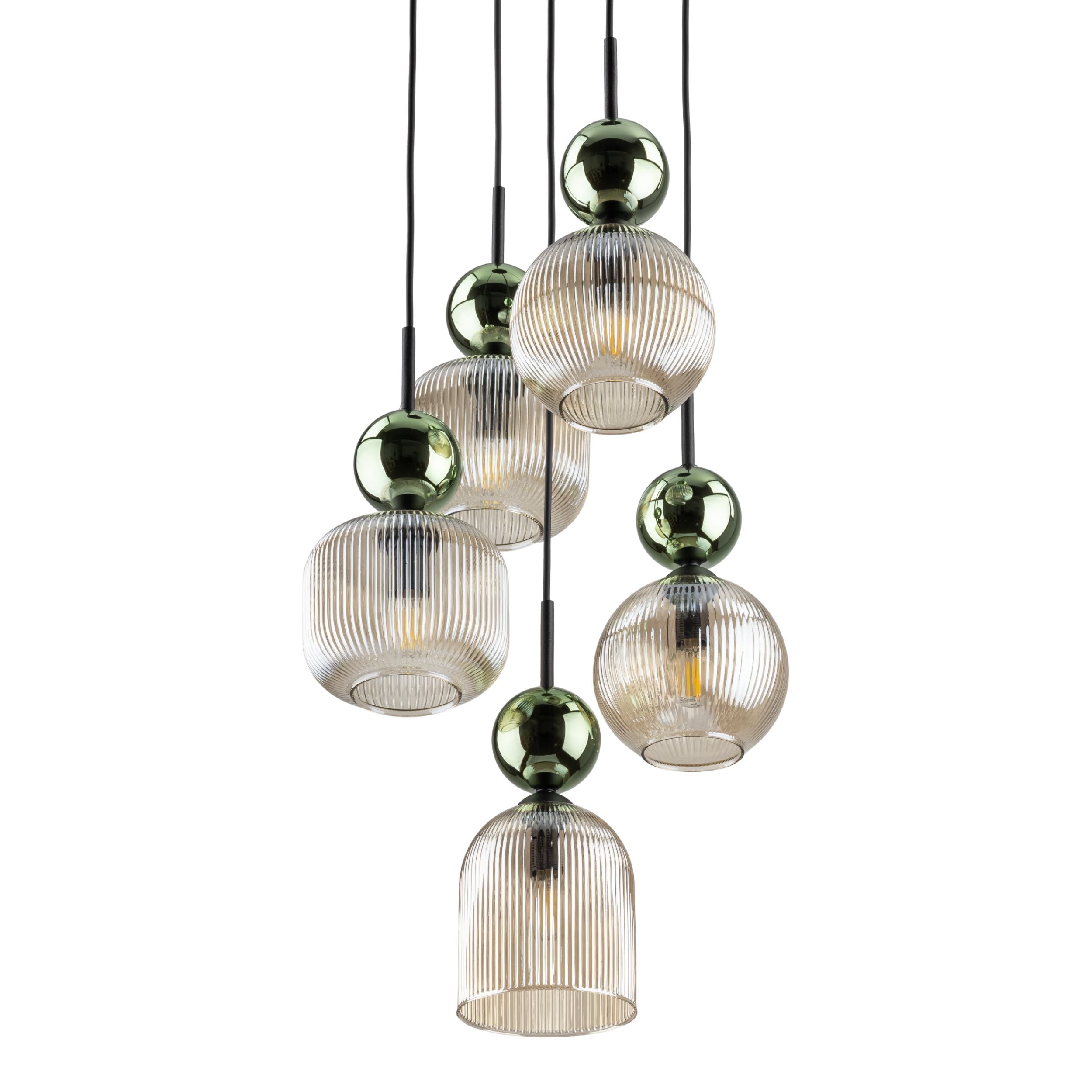 SOPHIA Green Cognac Pendant Chandelier – Glamour 5xE14