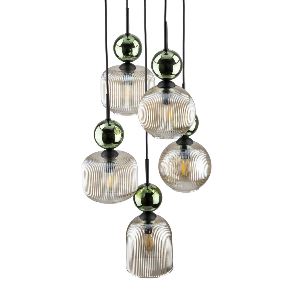 SOPHIA Green Cognac Pendant Chandelier – Glamour 5xE14