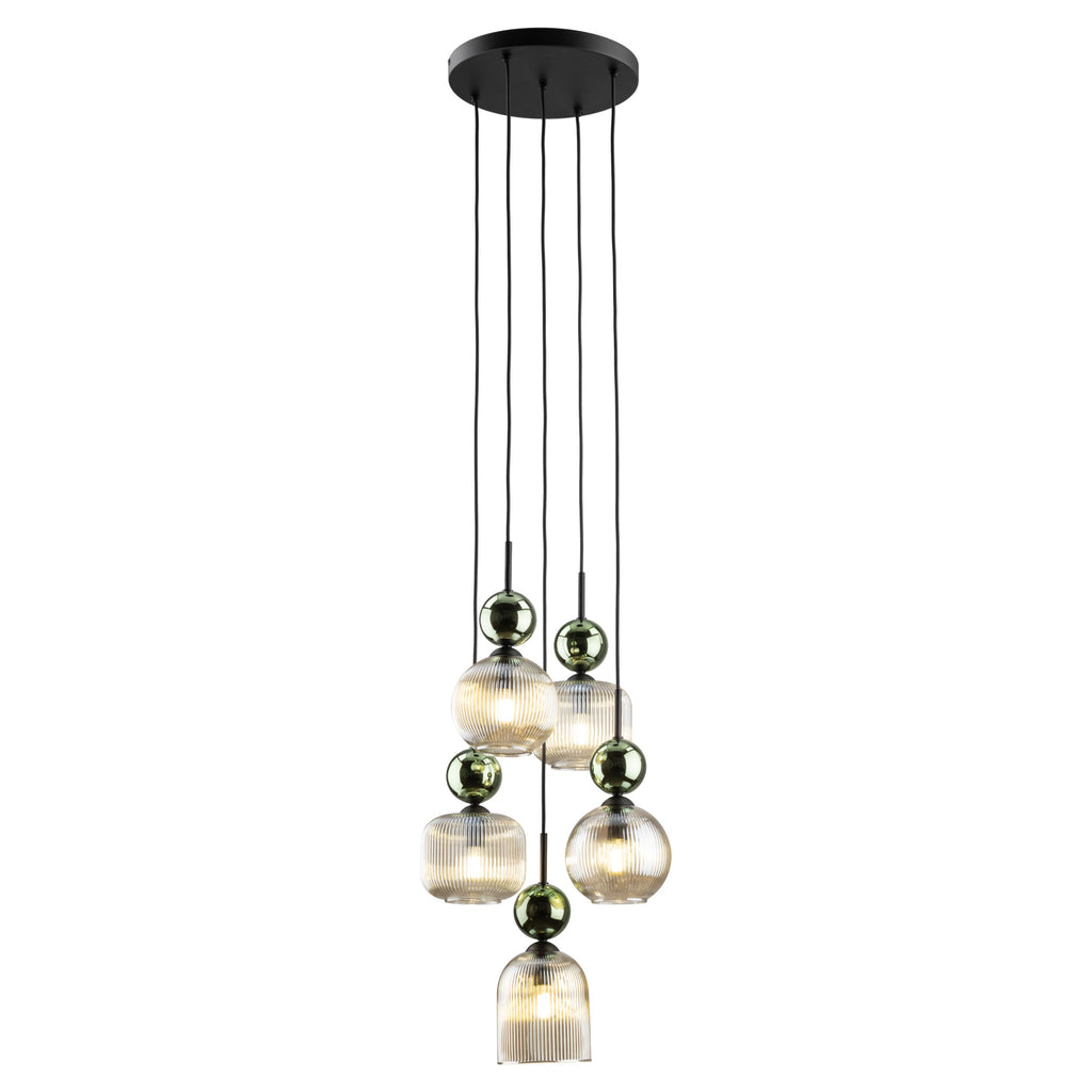 SOPHIA Green Cognac Pendant Chandelier – Glamour 5xE14