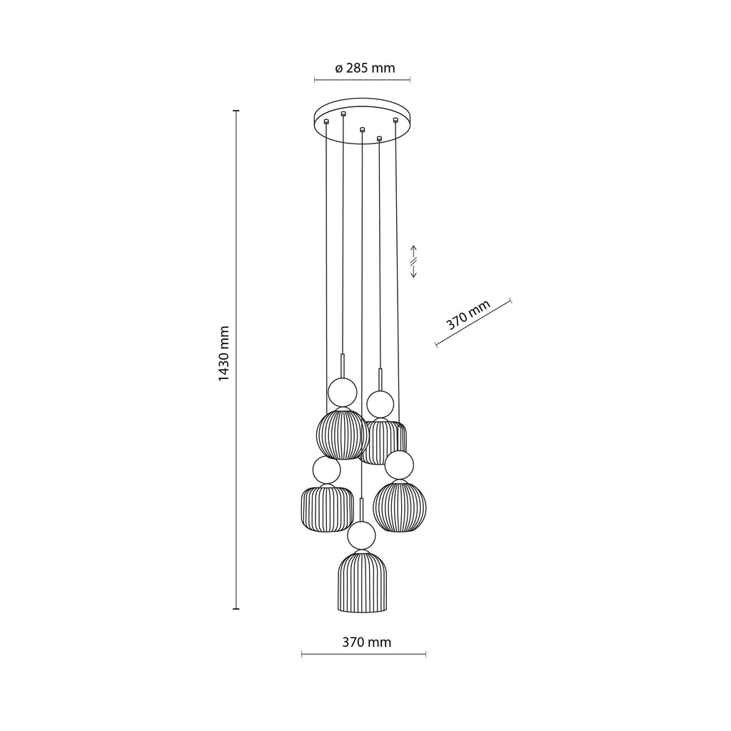 SOPHIA Green Cognac Pendant Chandelier – Glamour 5xE14