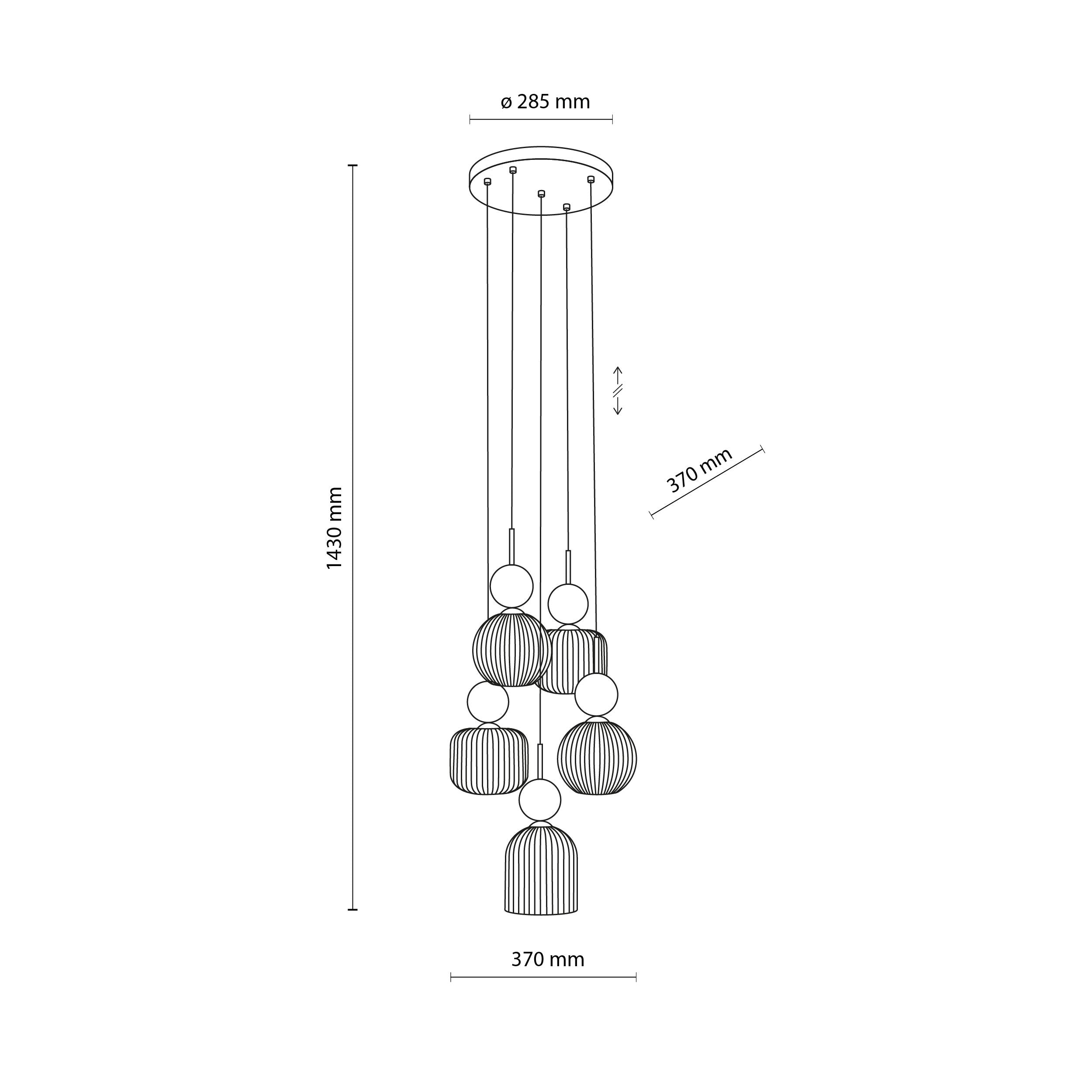 SOPHIA Green Cognac Pendant Chandelier – Glamour 5xE14