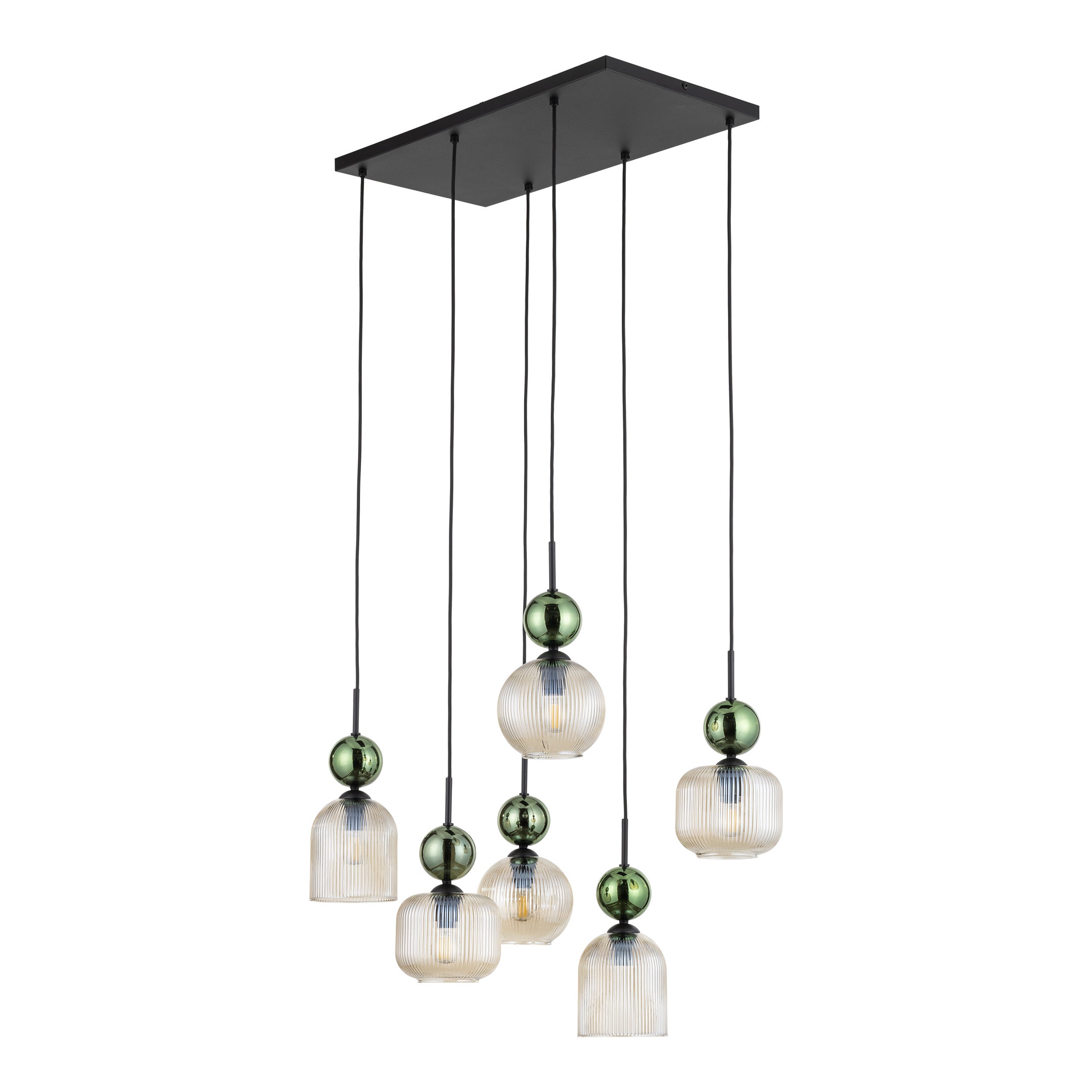 SOPHIA Green Cognac Pendant Chandelier – Glamour 6xE14