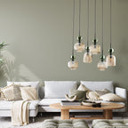 SOPHIA Green Cognac Pendant Chandelier – Glamour 6xE14