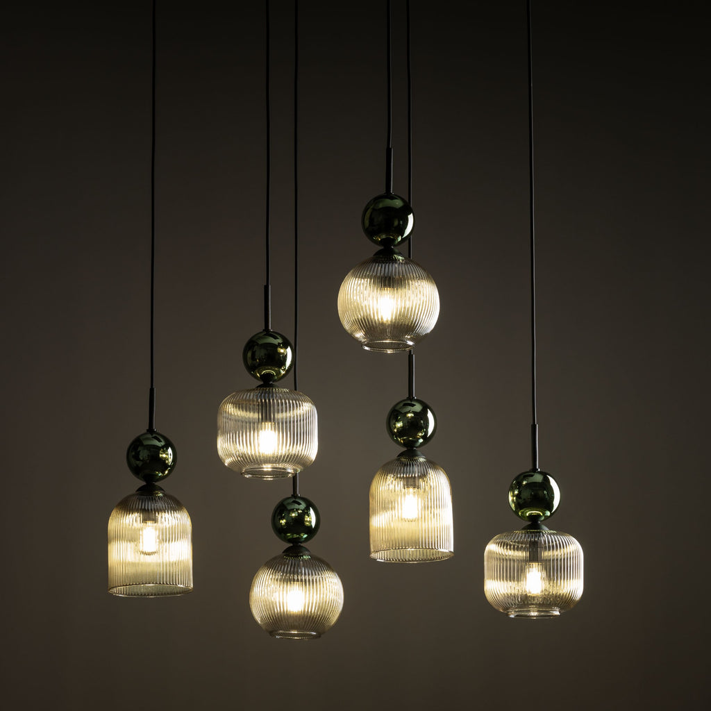 SOPHIA Green Cognac Pendant Chandelier – Glamour 6xE14