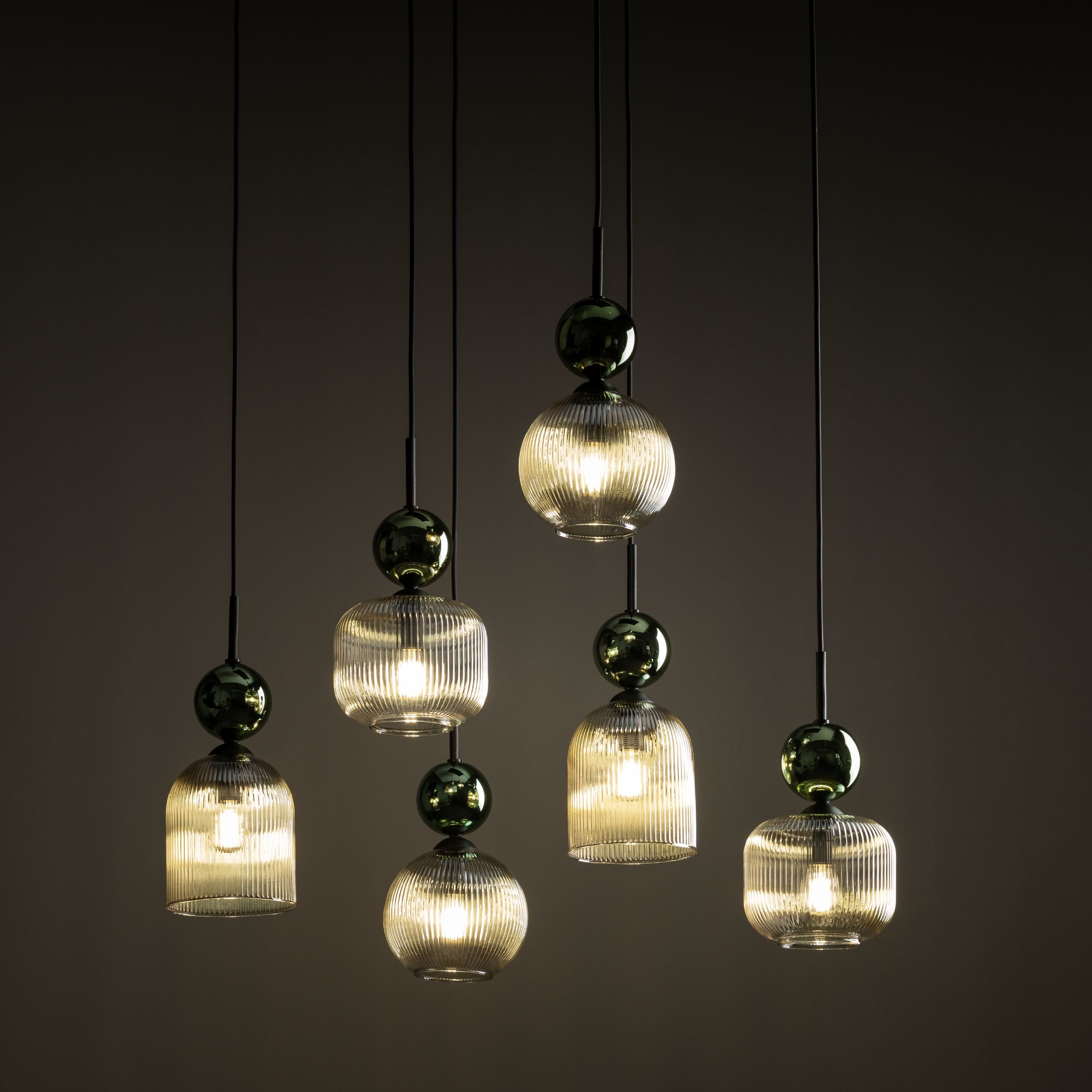 SOPHIA Green Cognac Pendant Chandelier – Glamour 6xE14