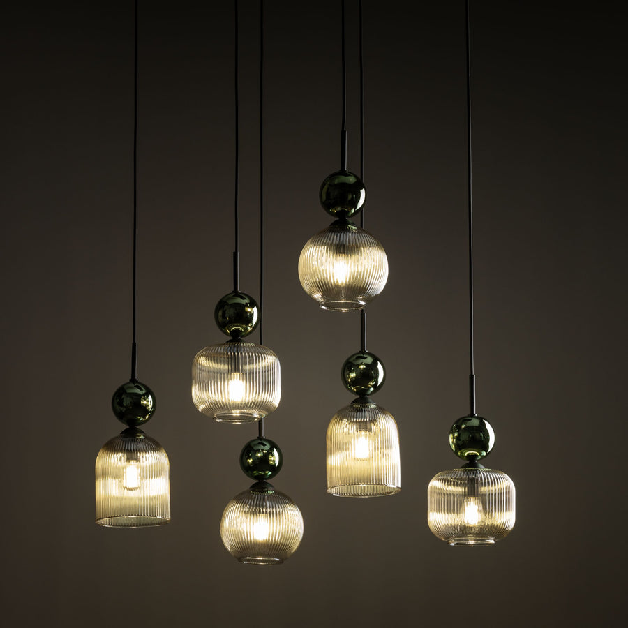 SOPHIA Green Cognac Pendant Chandelier – Glamour 6xE14