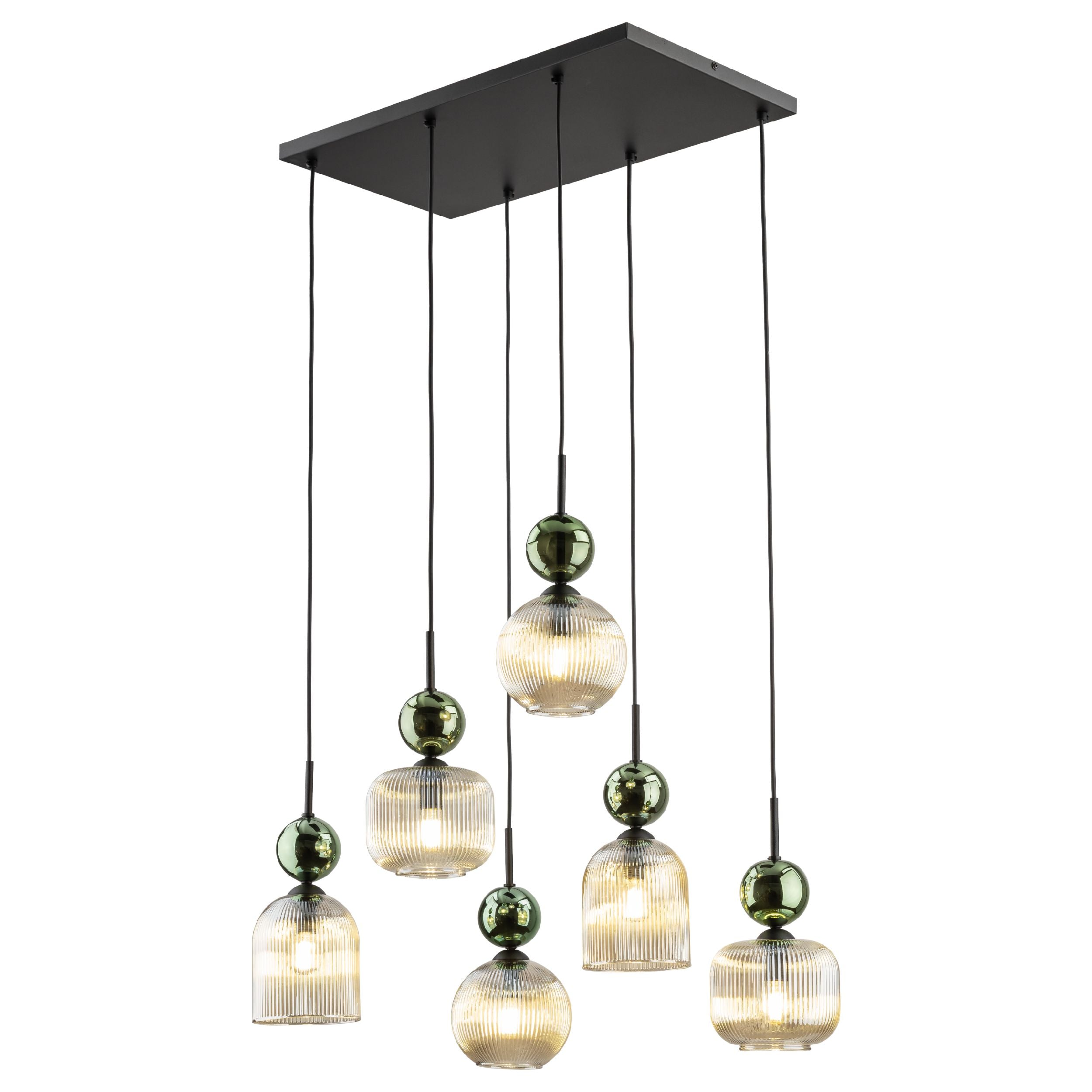 SOPHIA Green Cognac Pendant Chandelier – Glamour 6xE14