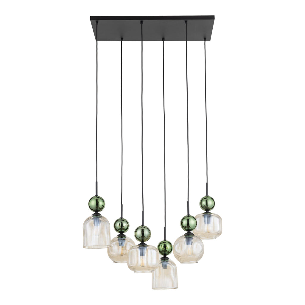 SOPHIA Green Cognac Pendant Chandelier – Glamour 6xE14