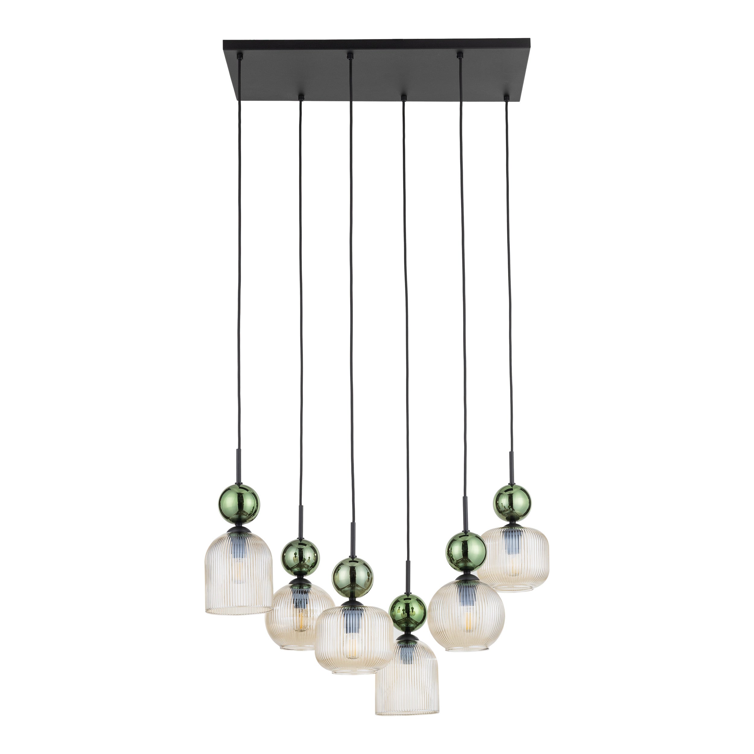 SOPHIA Green Cognac Pendant Chandelier – Glamour 6xE14