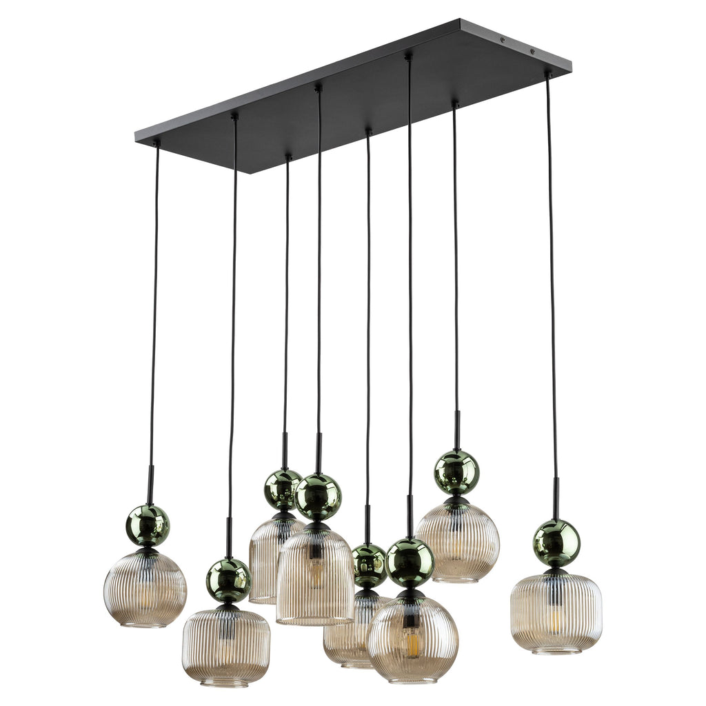 SOPHIA Green Cognac Pendant Chandelier – Glamour 8xE14