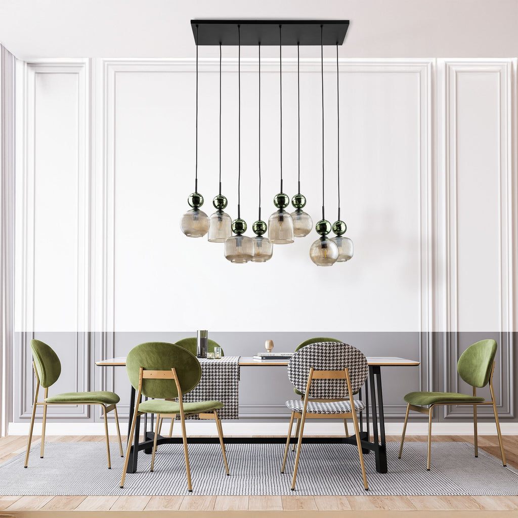 SOPHIA Green Cognac Pendant Chandelier – Glamour 8xE14