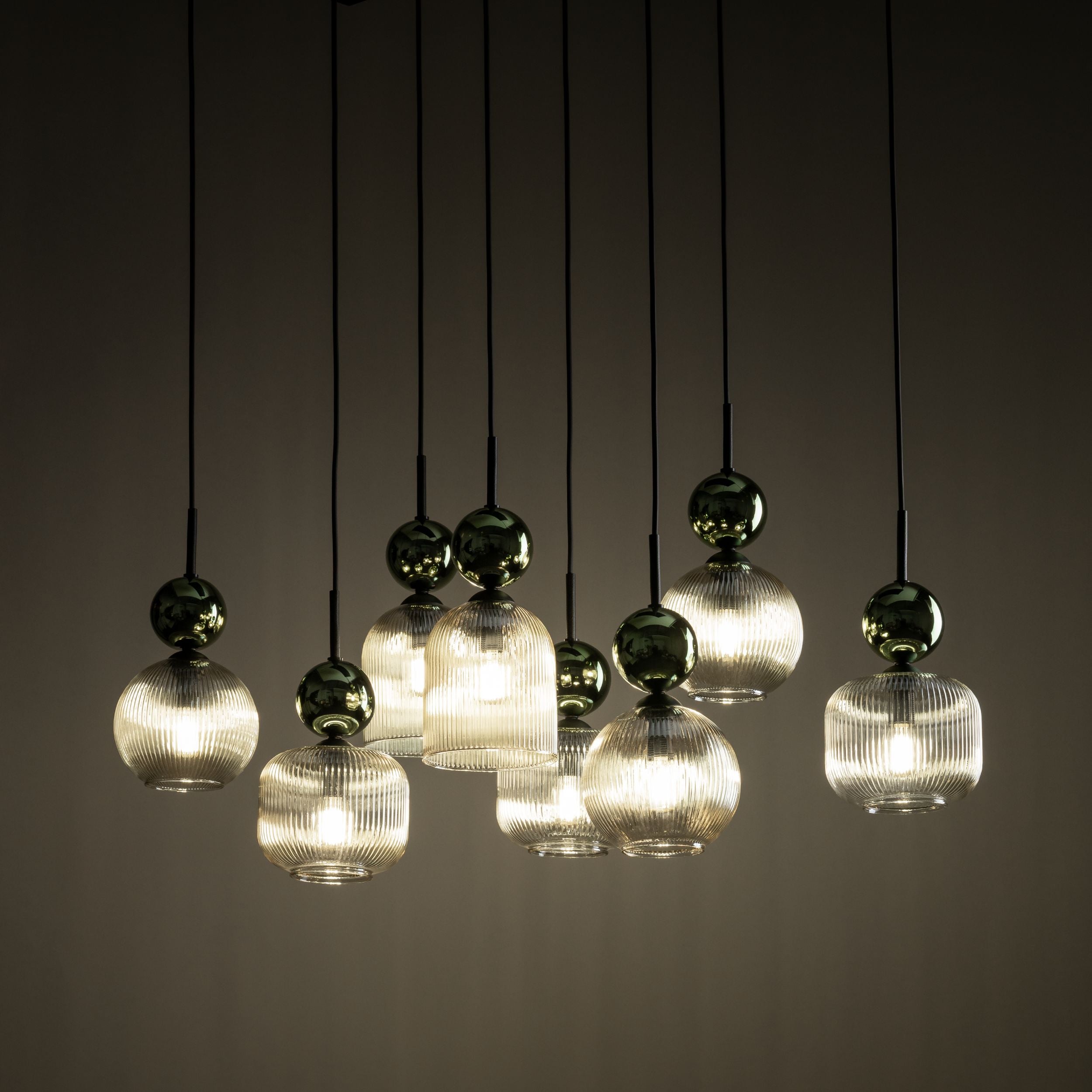 SOPHIA Green Cognac Pendant Chandelier – Glamour 8xE14