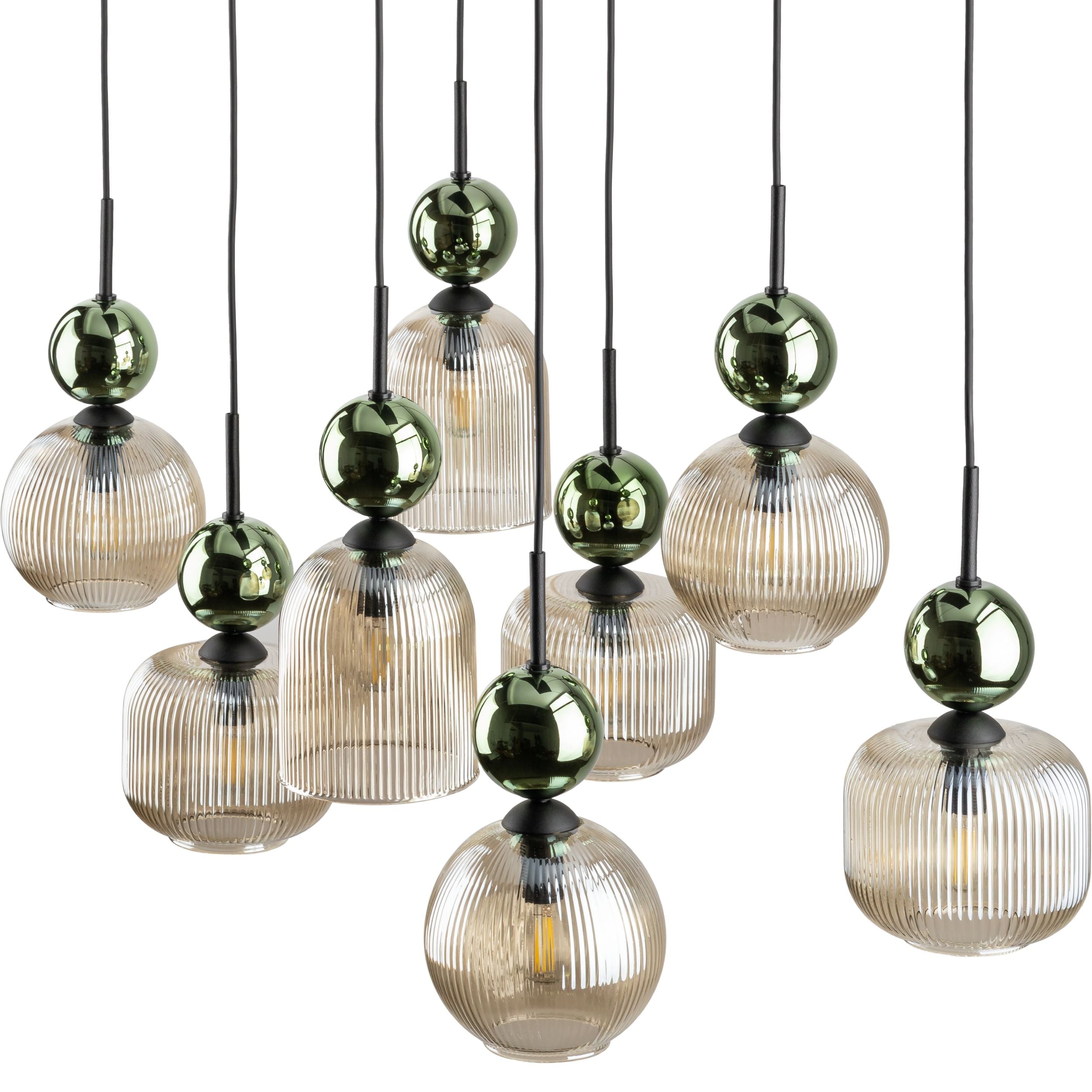 SOPHIA Green Cognac Pendant Chandelier – Glamour 8xE14