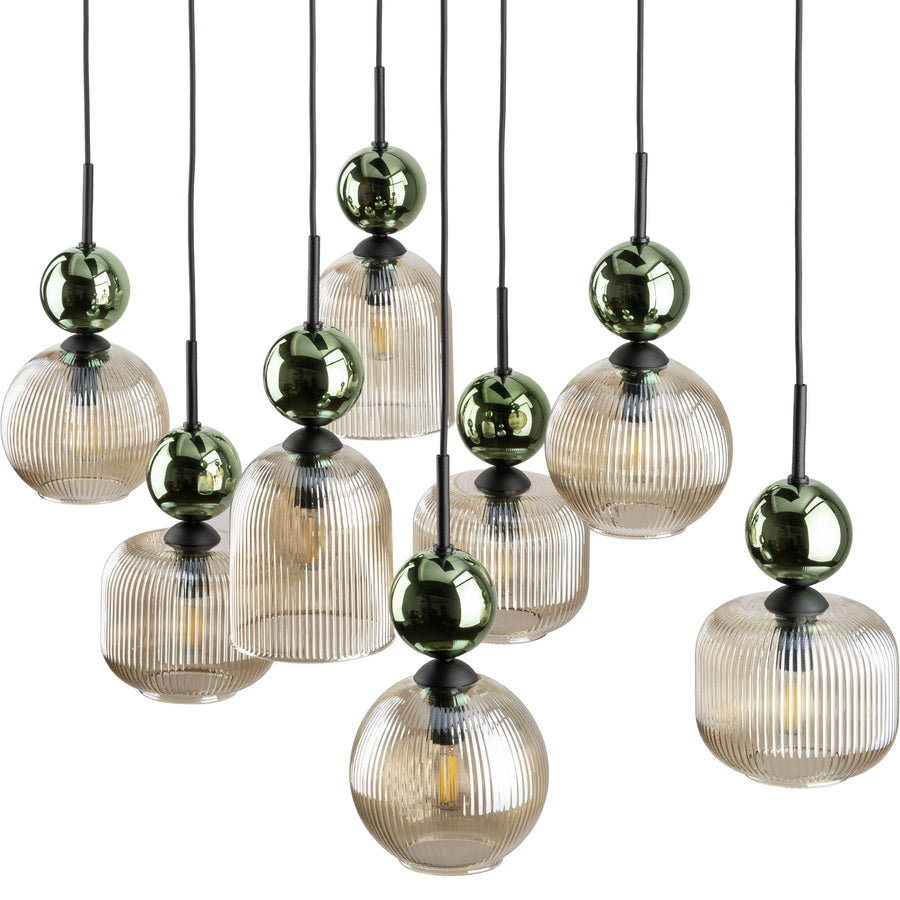 SOPHIA Green Cognac Pendant Chandelier – Glamour 8xE14