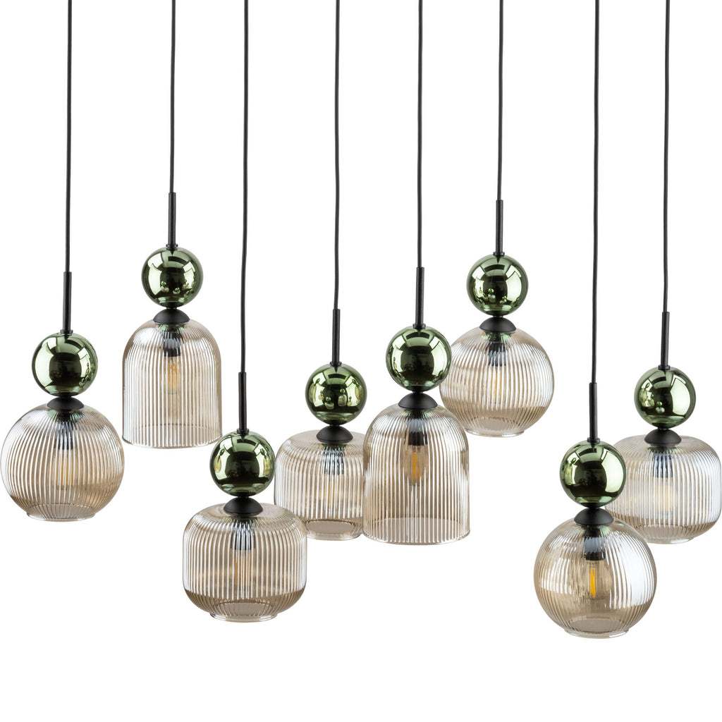 SOPHIA Green Cognac Pendant Chandelier – Glamour 8xE14