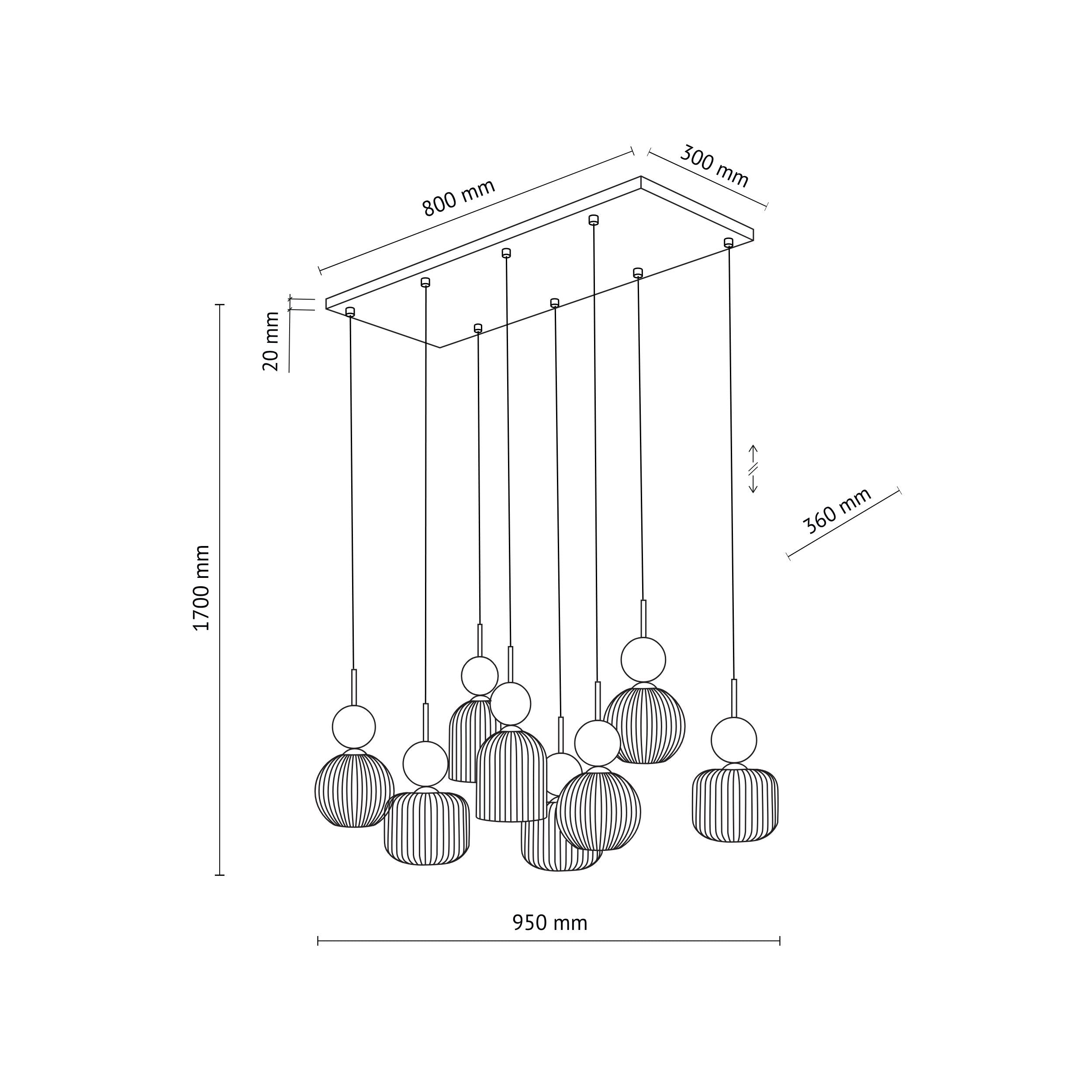 SOPHIA Green Cognac Pendant Chandelier – Glamour 8xE14