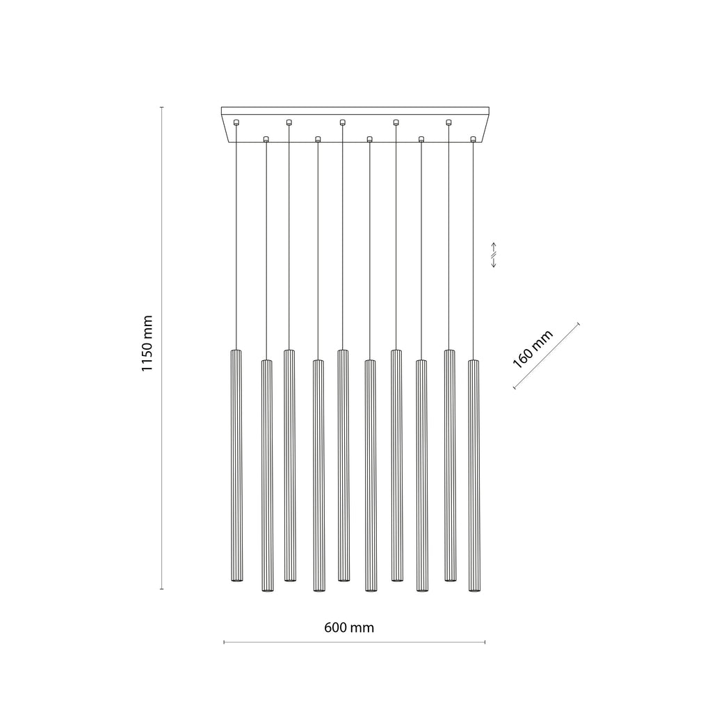 FERRO Linear Chandelier 10xG9 – Industrial