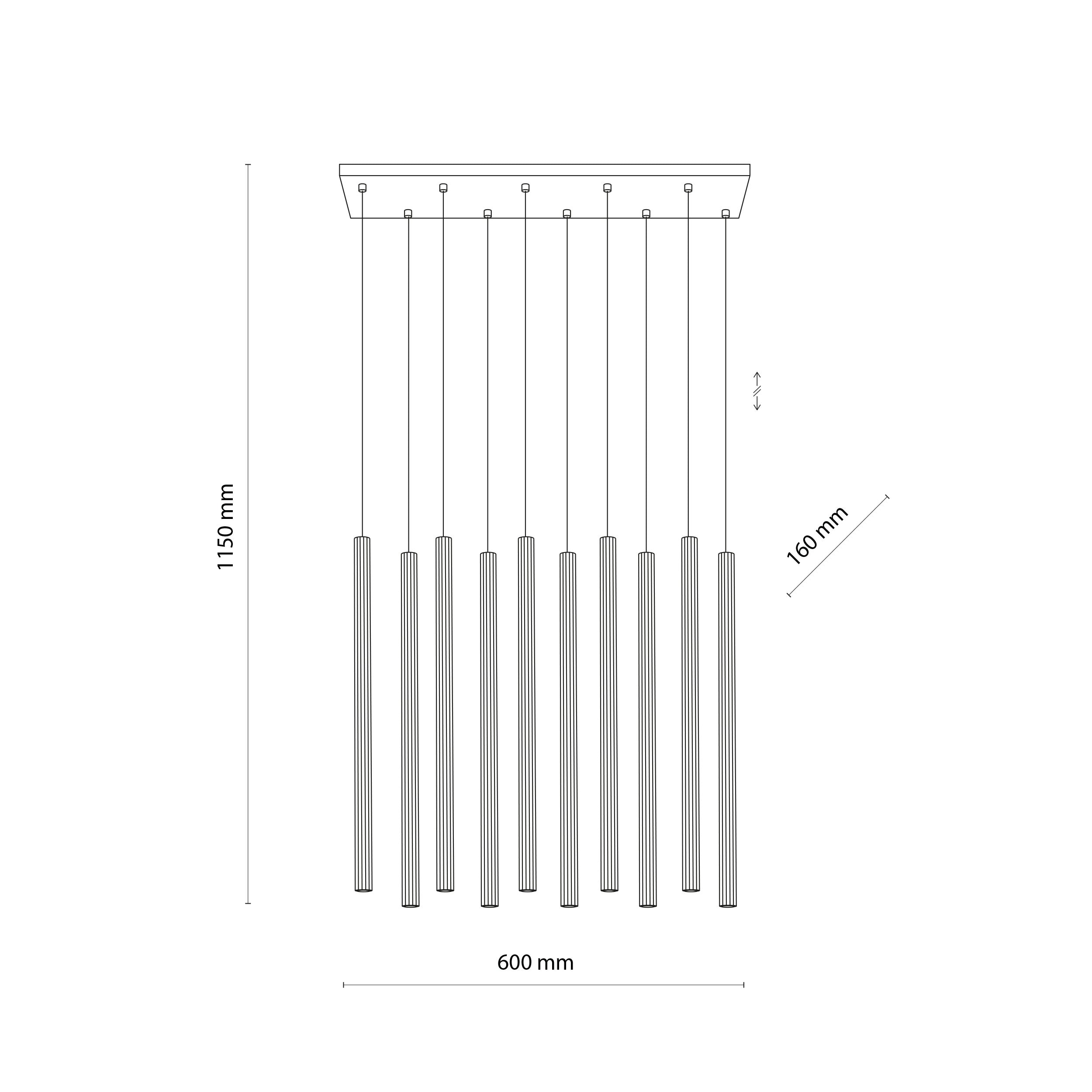 FERRO Linear Chandelier 10xG9 – Industrial
