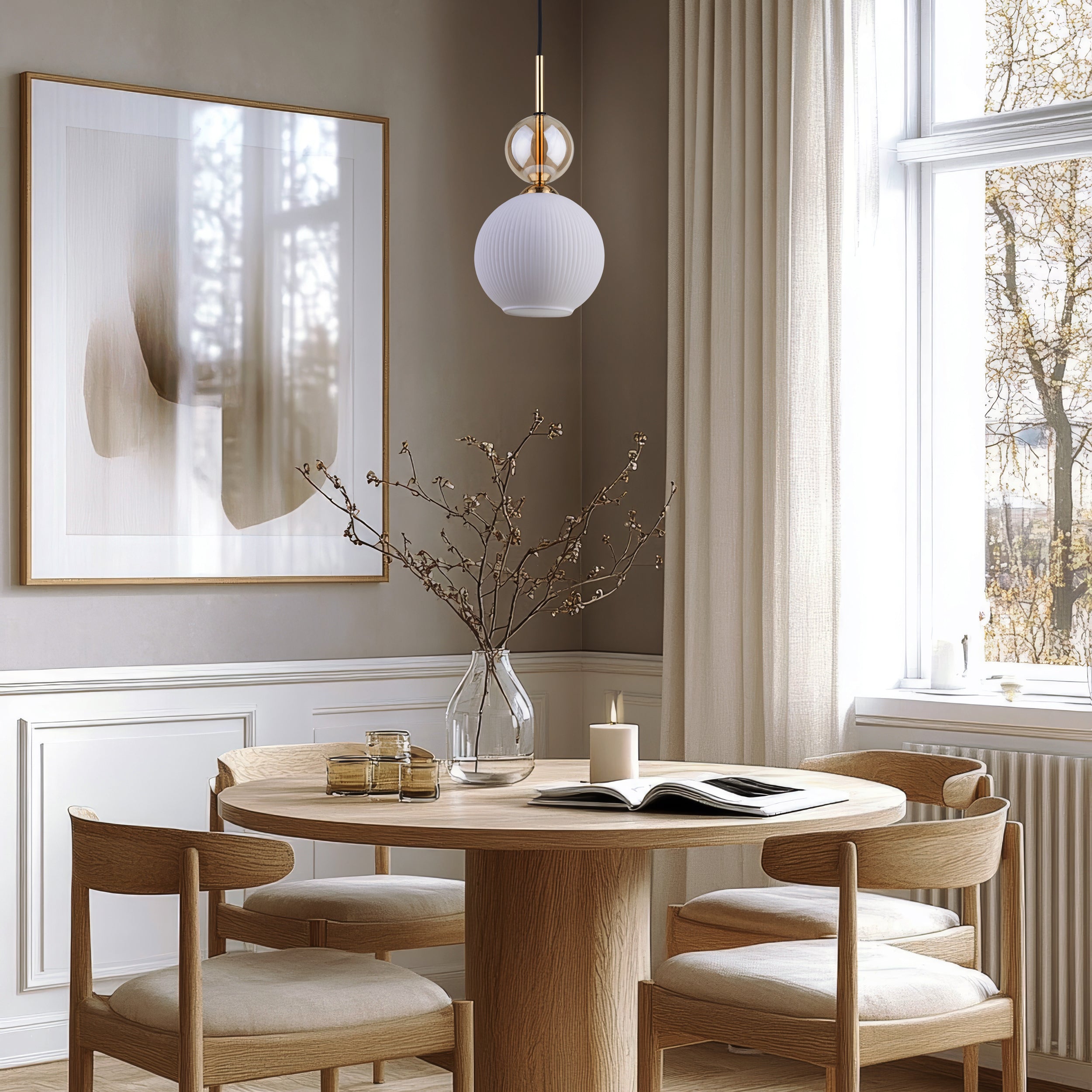 SOPHIA Black Gold Pendant Light – Glamour Opal Shade 1xE14