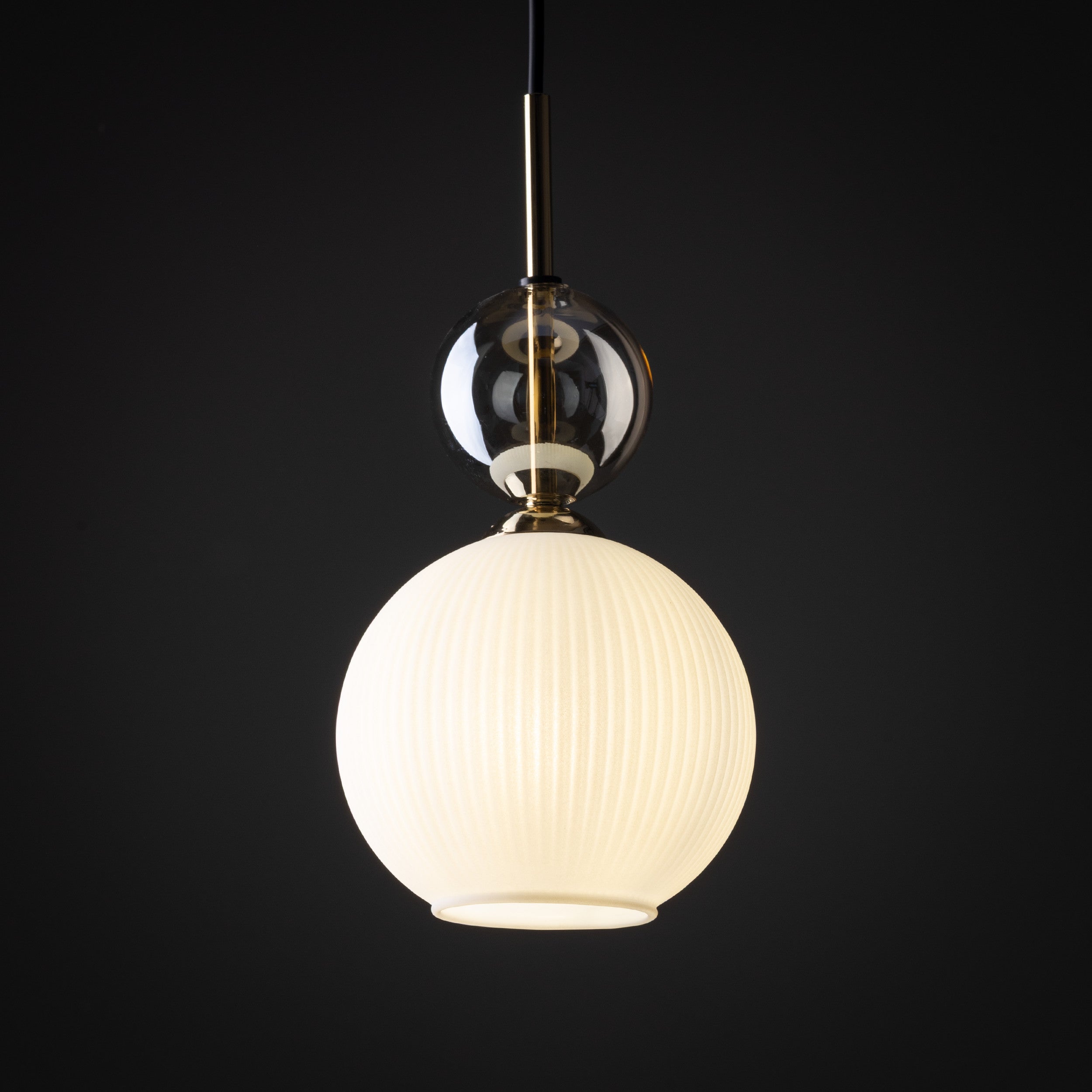 SOPHIA Black Gold Pendant Light – Glamour Opal Shade 1xE14
