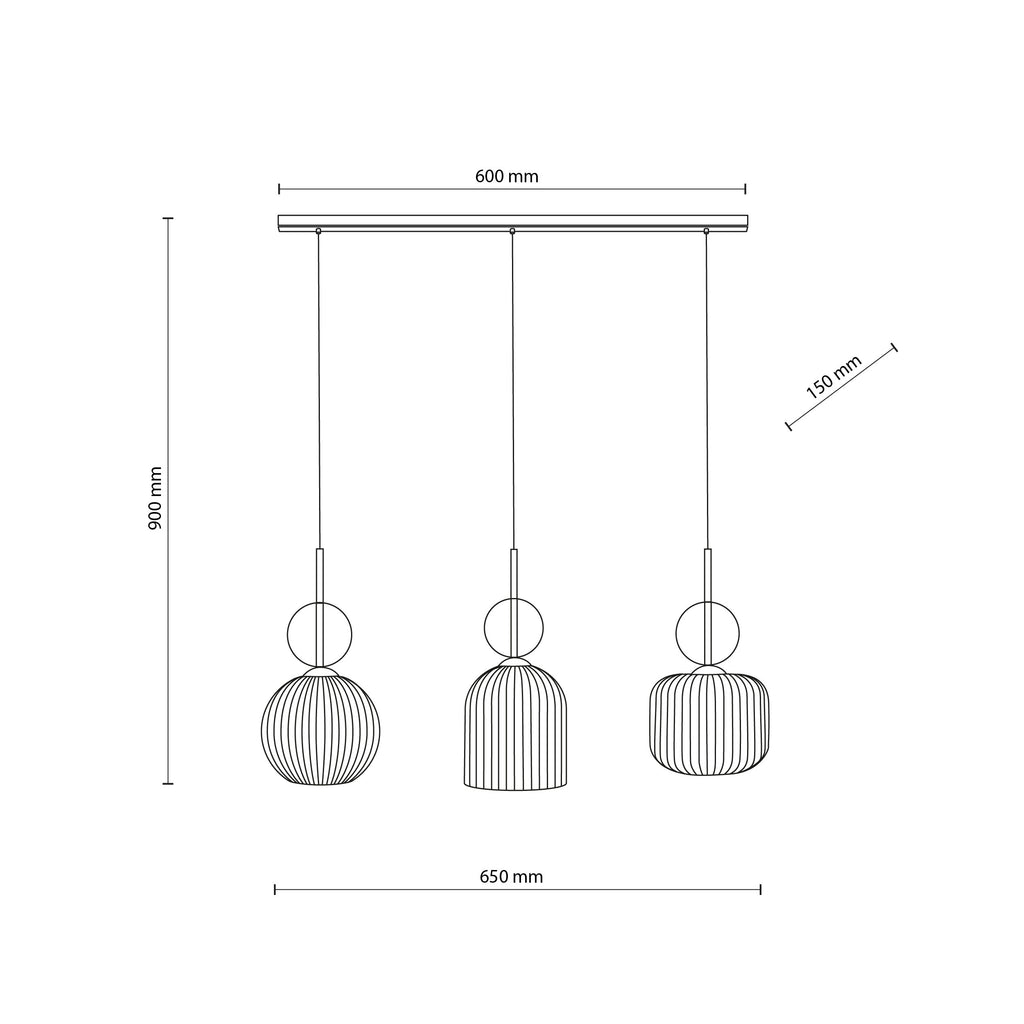 SOPHIA Black Gold Pendant Chandelier – Modern Glamour 3xE14