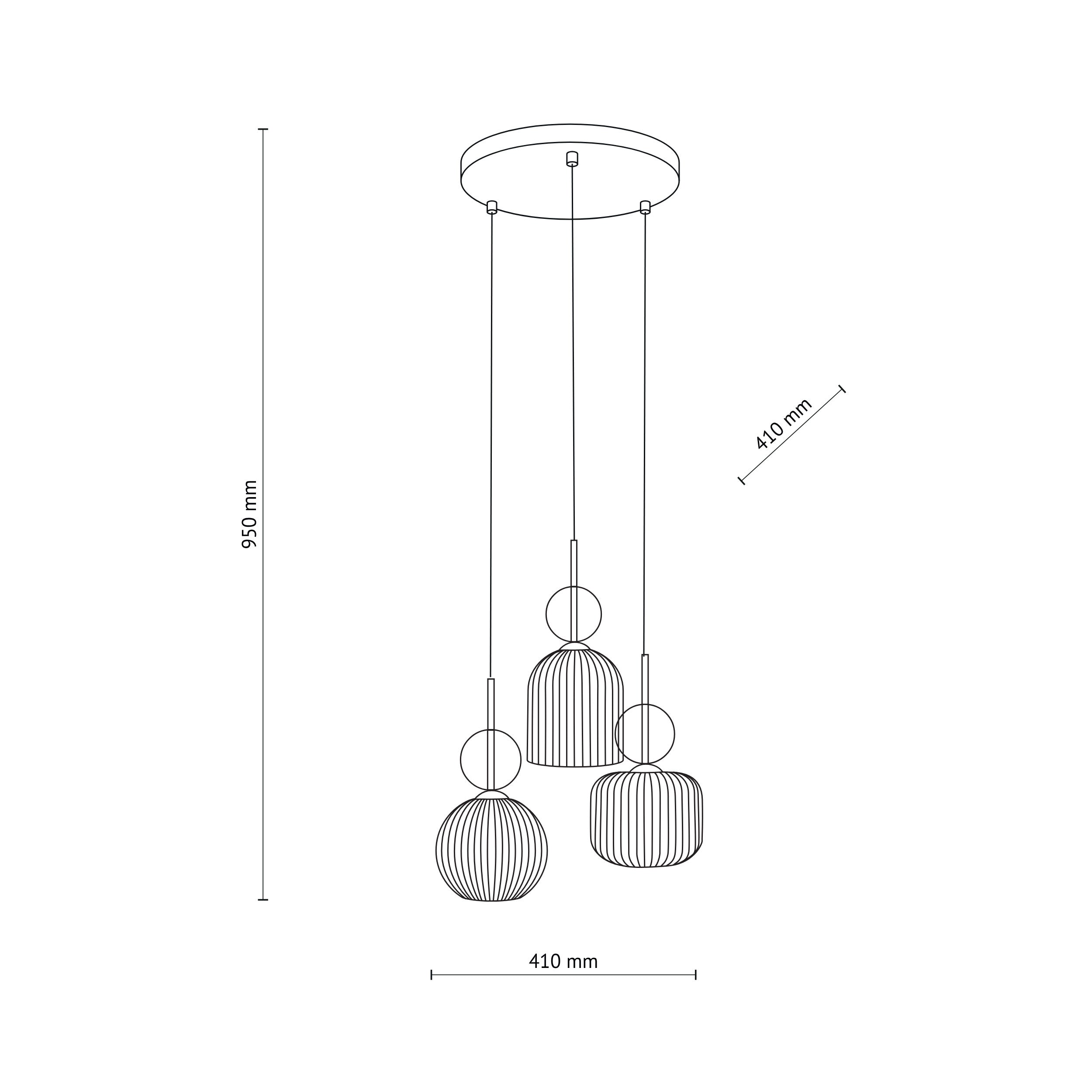 SOPHIA Black Gold Pendant Chandelier – Glamour 3xE14 B