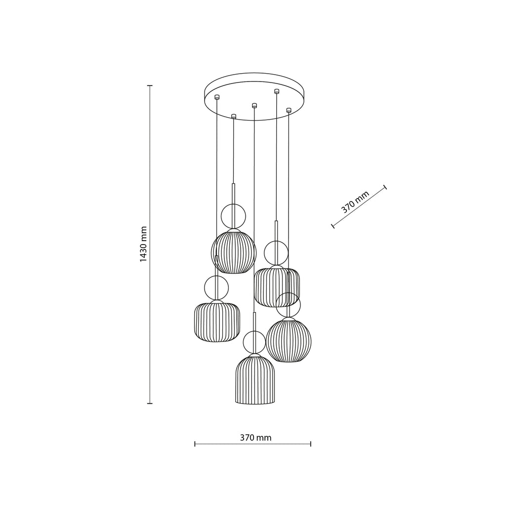 SOPHIA Black Gold Pendant Chandelier – Glamour 5xE14