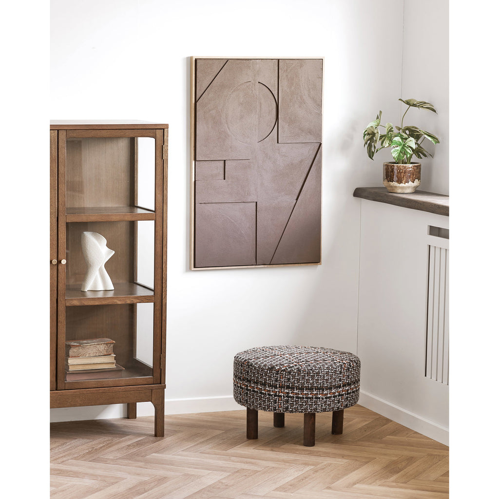 Falkirk Pouf — Black / White / Brown