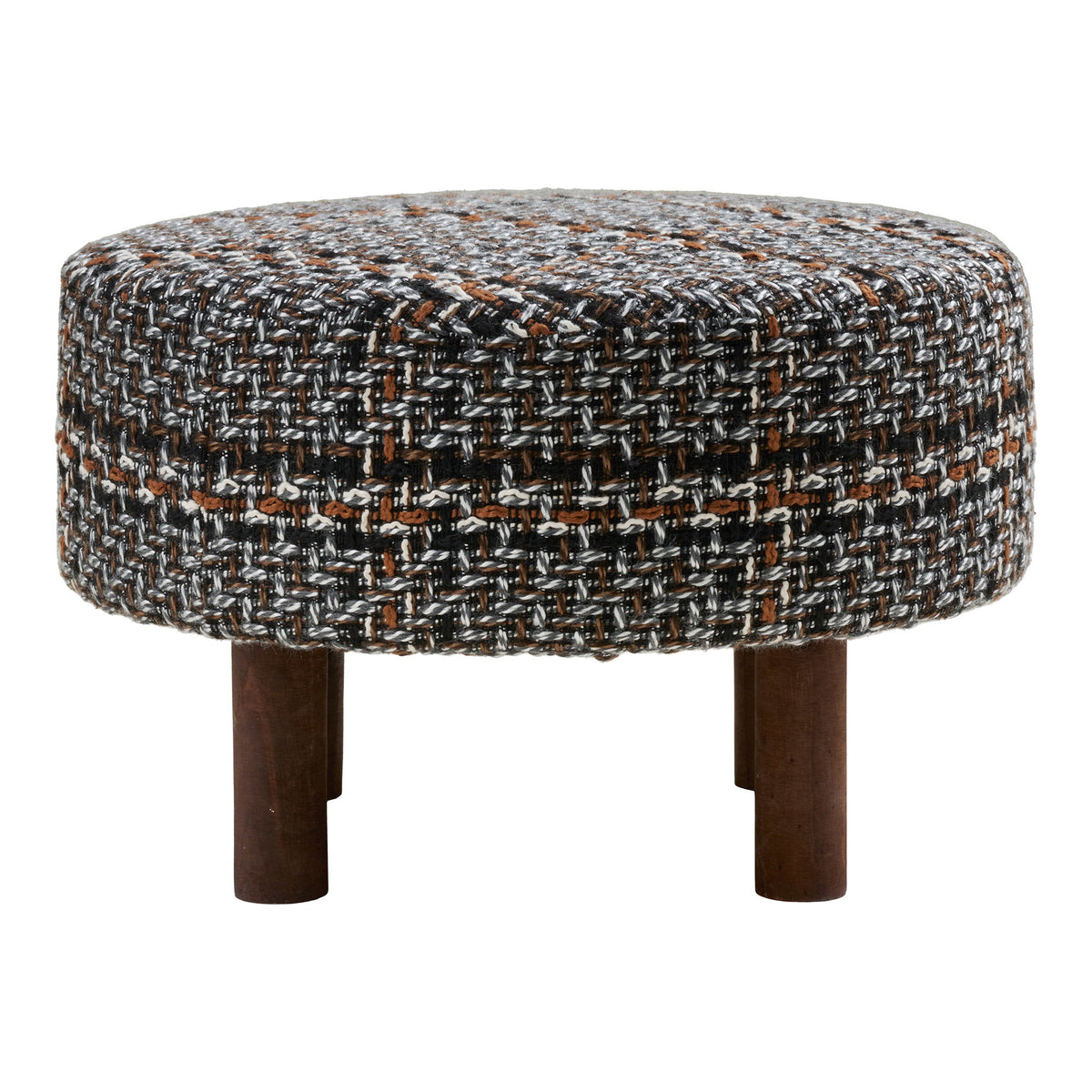 Falkirk Pouf — Black / White / Brown