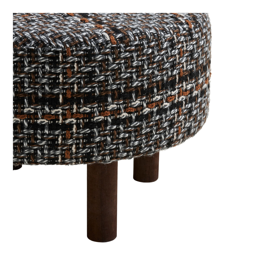 Falkirk Pouf — Black / White / Brown