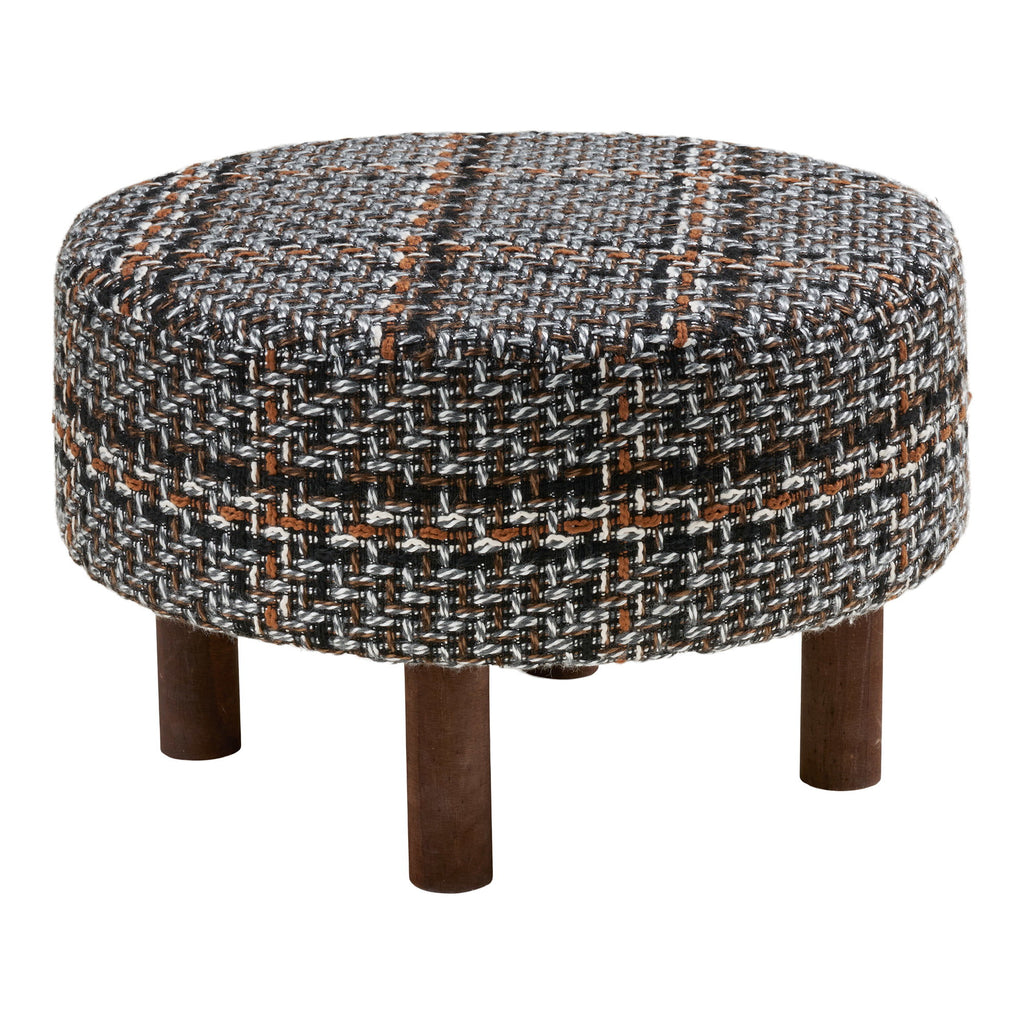 Falkirk Pouf — Black / White / Brown